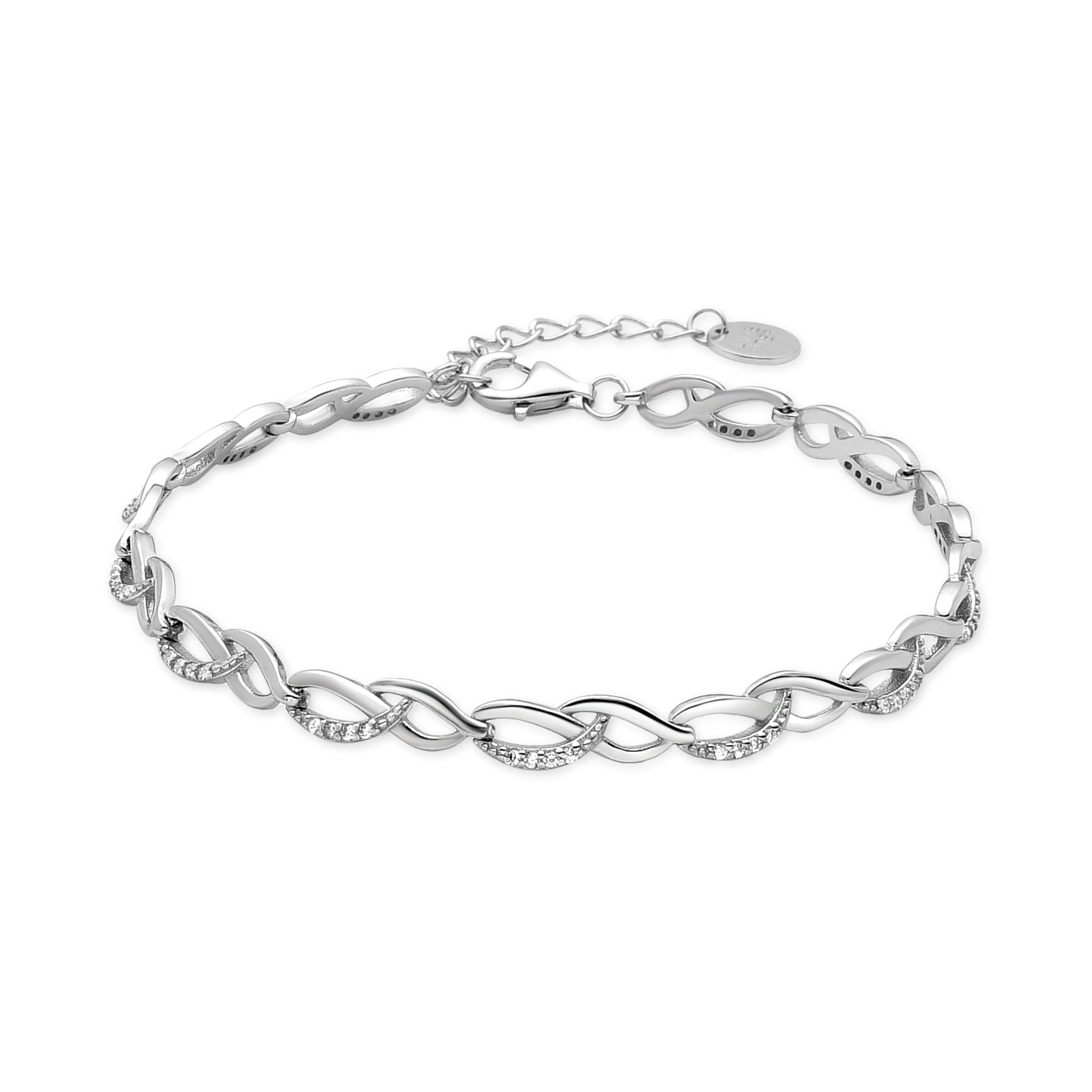 Bracciale in Argento Sterling 925 con Zirconia Brillante placcato in rodio - Zalik