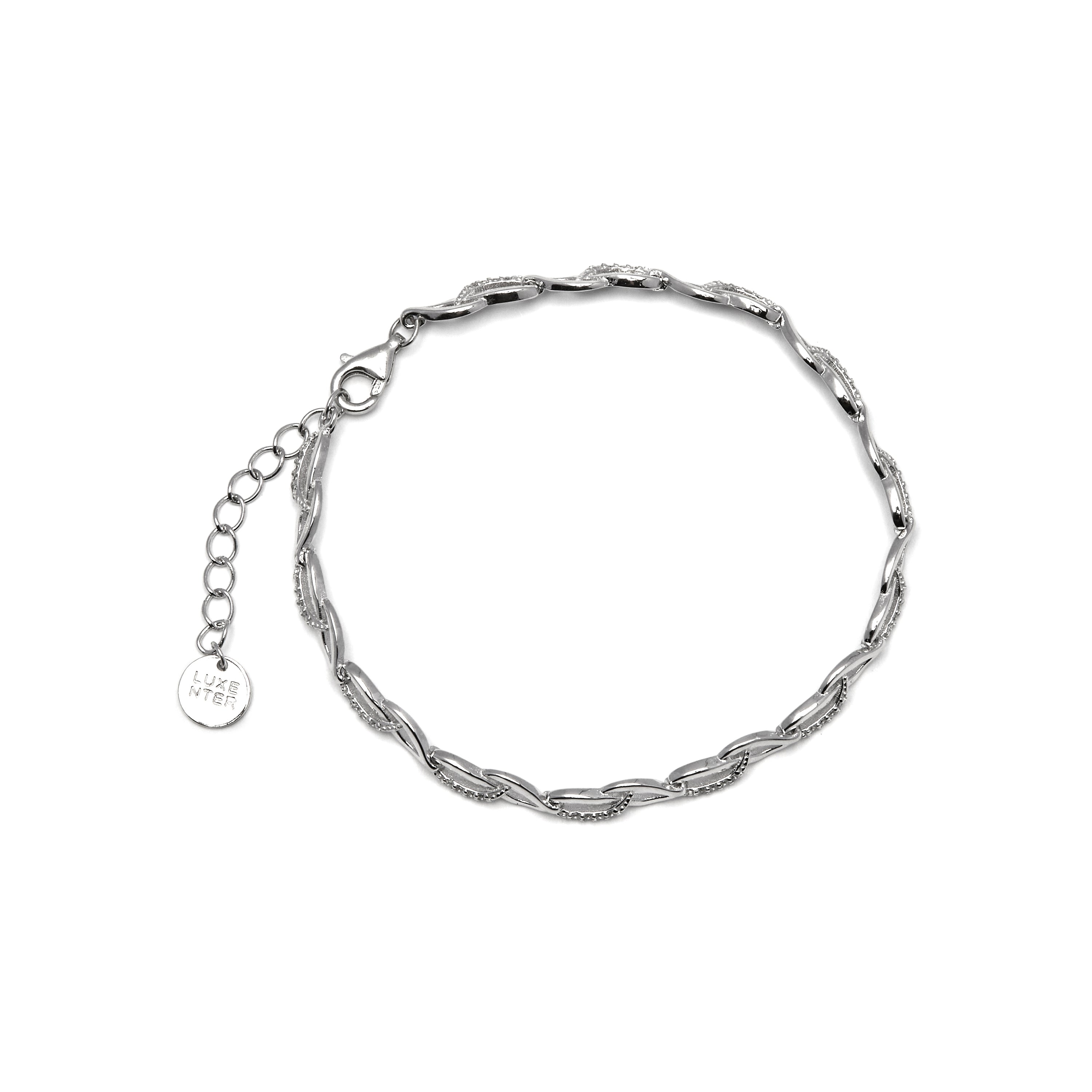 925 Sterling Silver Bracelet with Brilliant Zirconia finished in Rhodium - Zalik