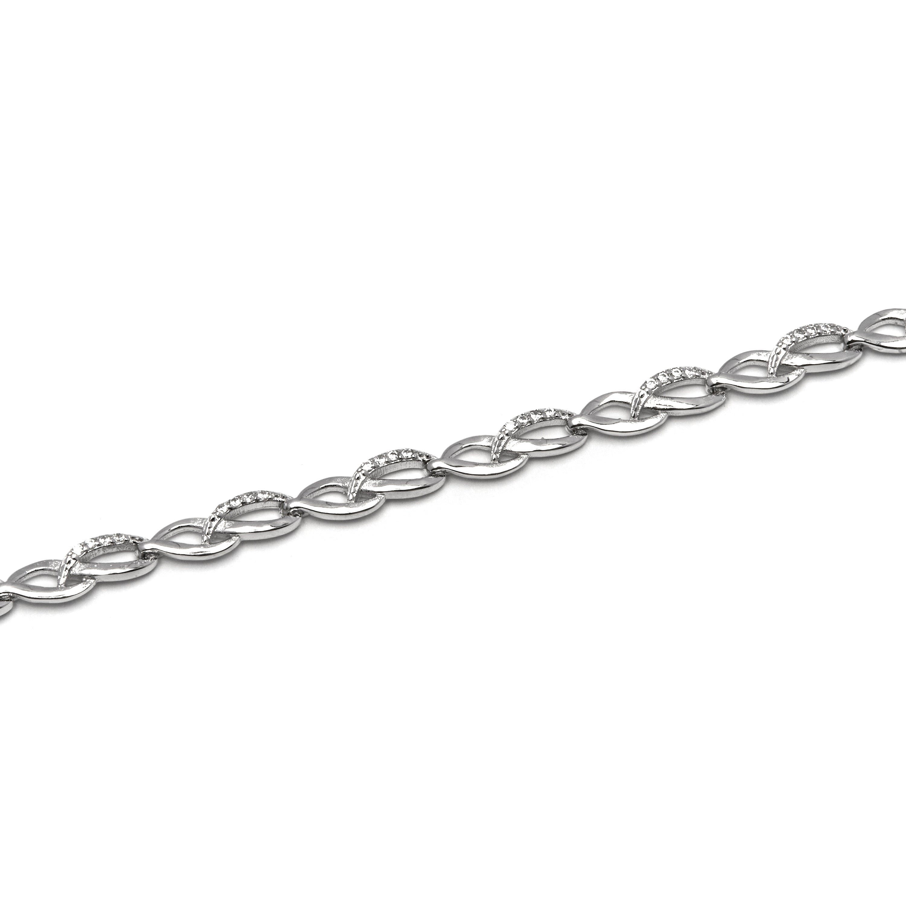 925 Sterling Silver Bracelet with Brilliant Zirconia finished in Rhodium - Zalik
