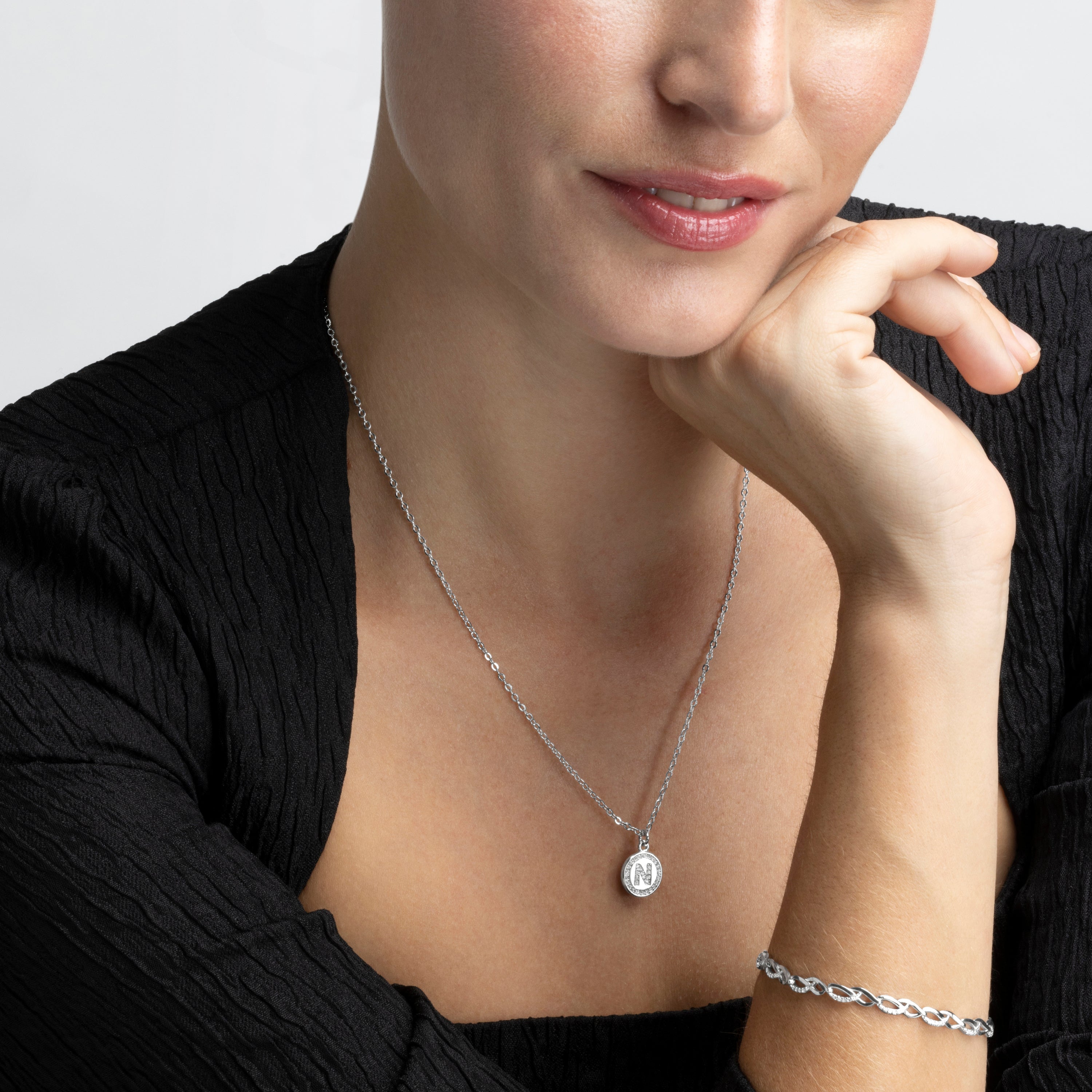 Bracciale in Argento Sterling 925 con Zirconia Brillante placcato in rodio - Zalik