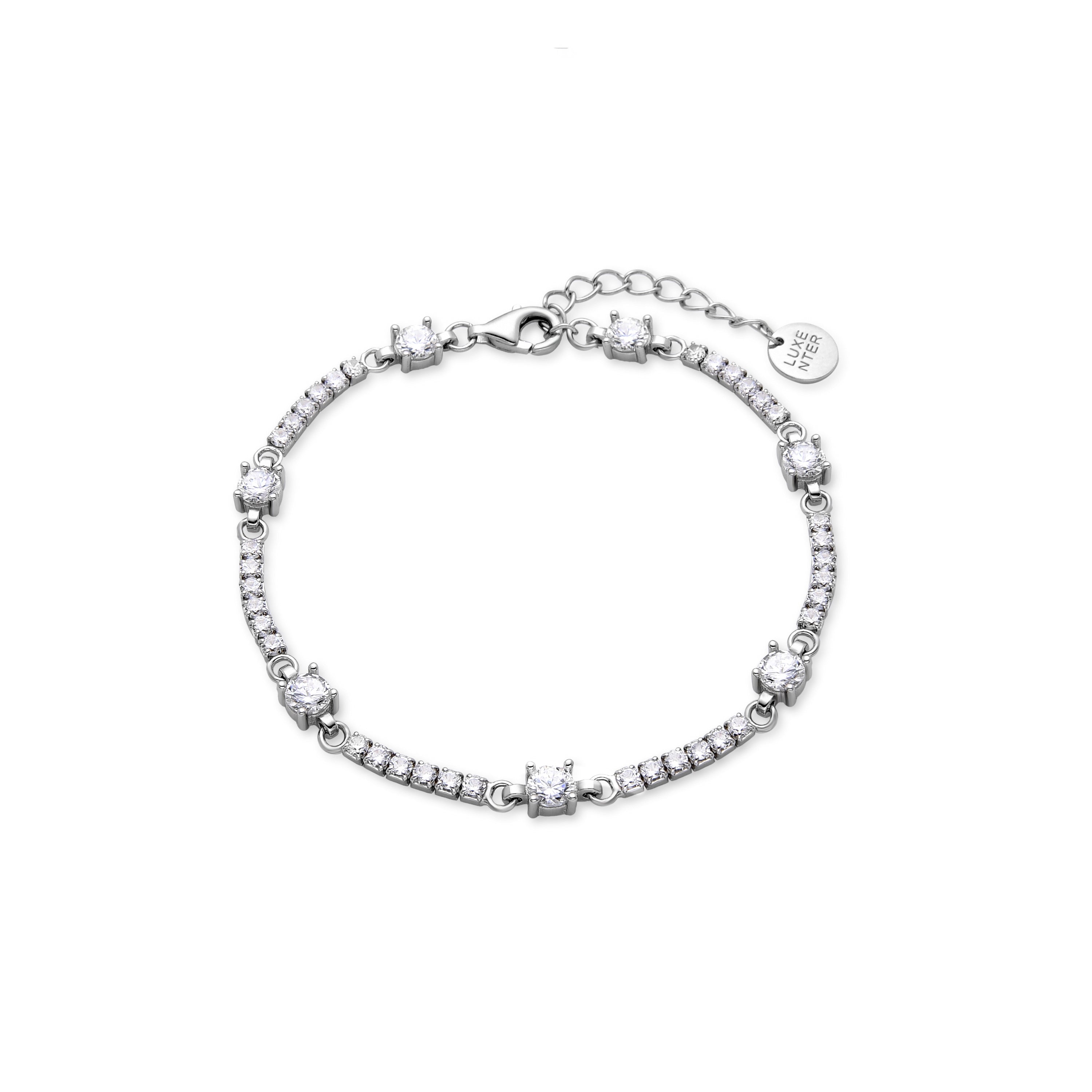 Bracciale in Argento Sterling 925 con Zirconia Brillante finito in Rodio - Zarno