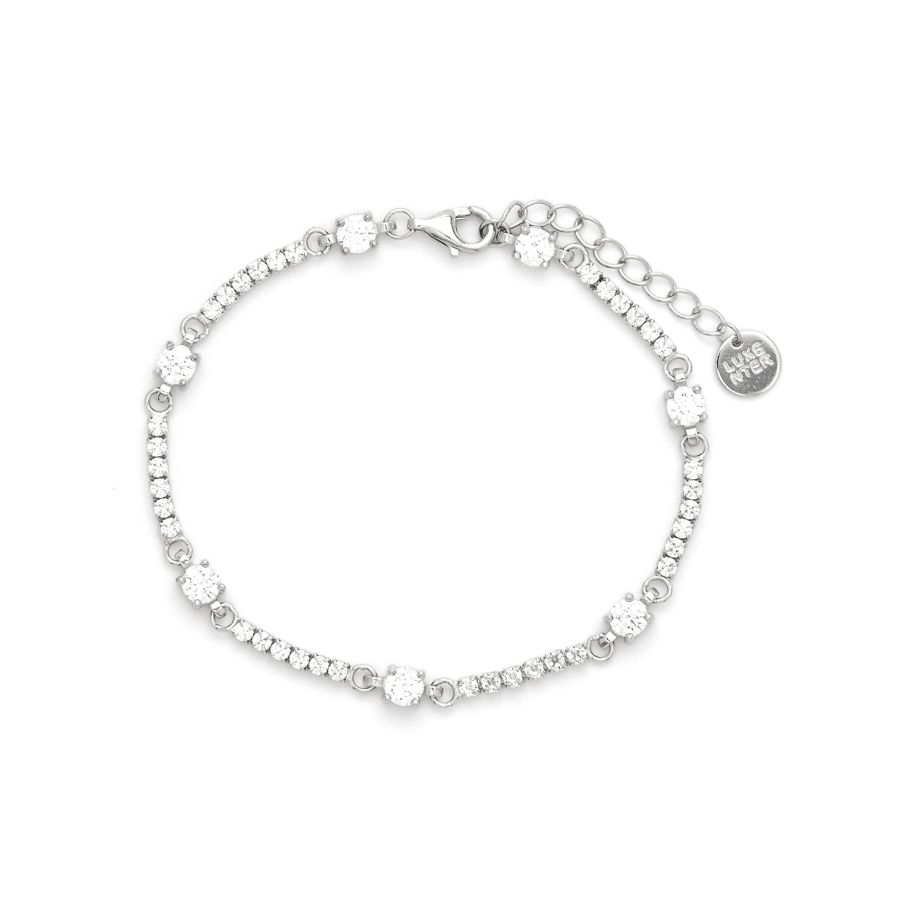 Bracciale in Argento Sterling 925 con Zirconia Brillante finito in Rodio - Zarno