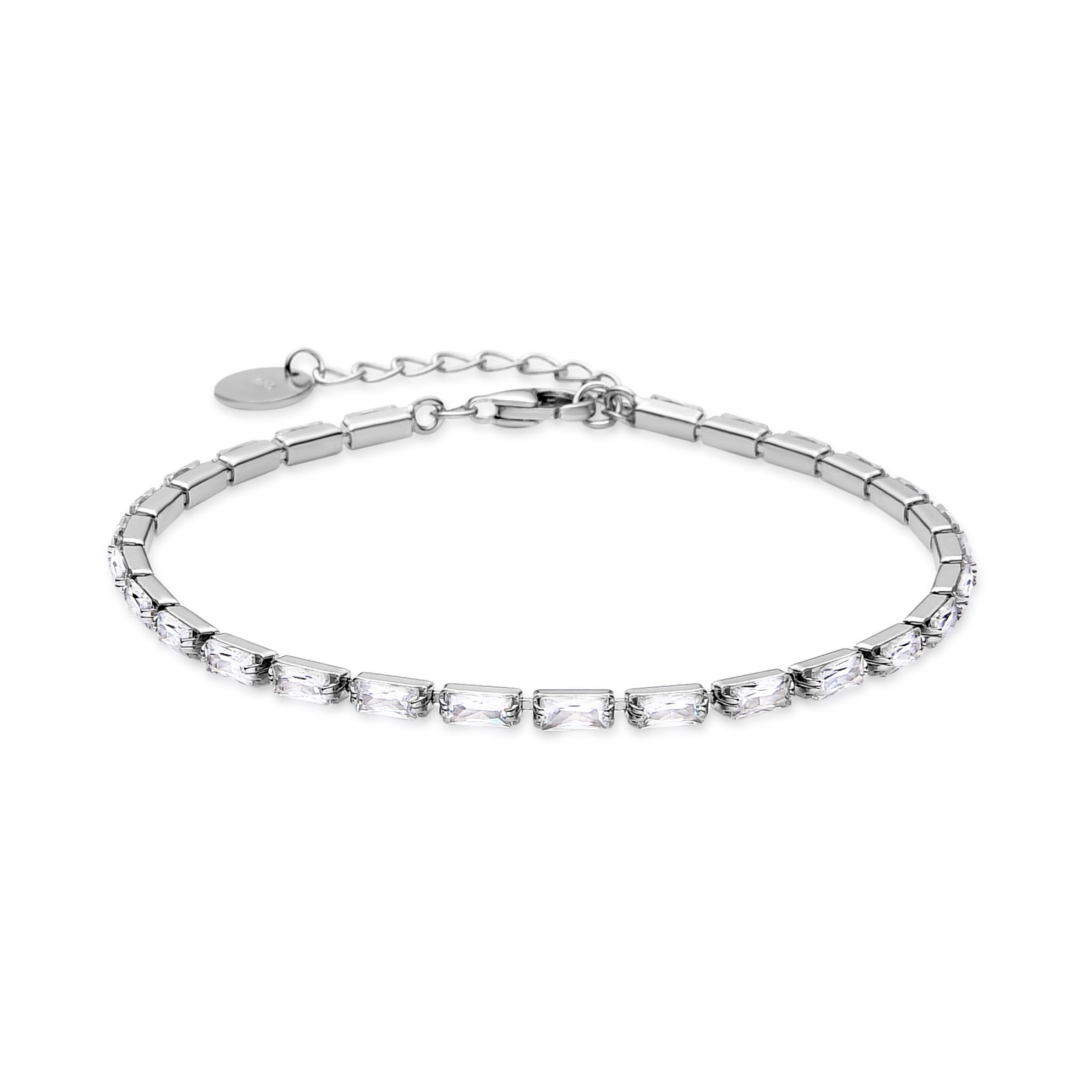 925 Sterling Silver Bracelet with Brilliant Zirconia finished in Rhodium - Alku