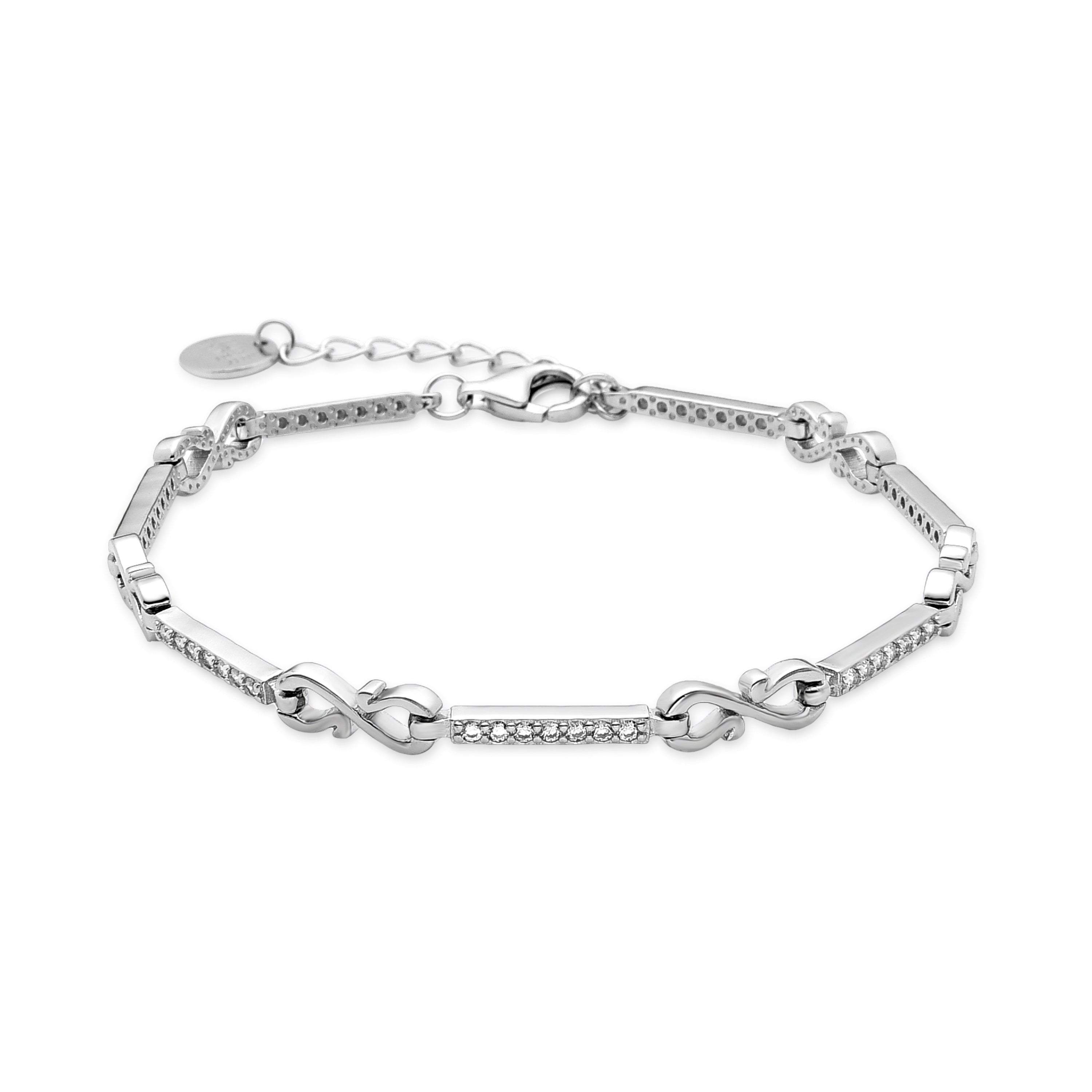 Pulseira de Prata de Lei 925 com Zircónia Brilhante acabada em ródio - Arat