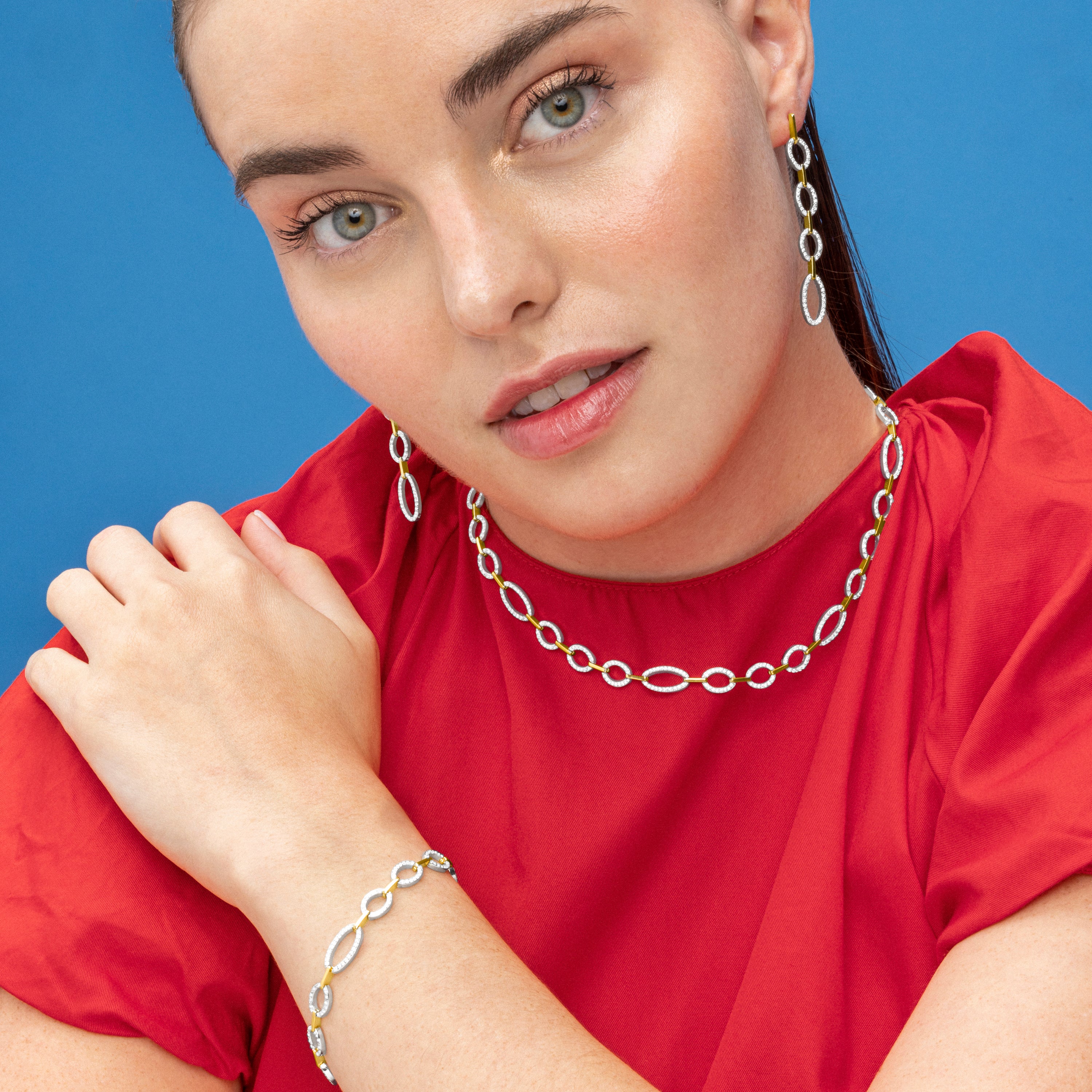 Pulseira de Prata de Lei 925 e Zircónia Brilhante acabamento ouro 18k - Phinthe