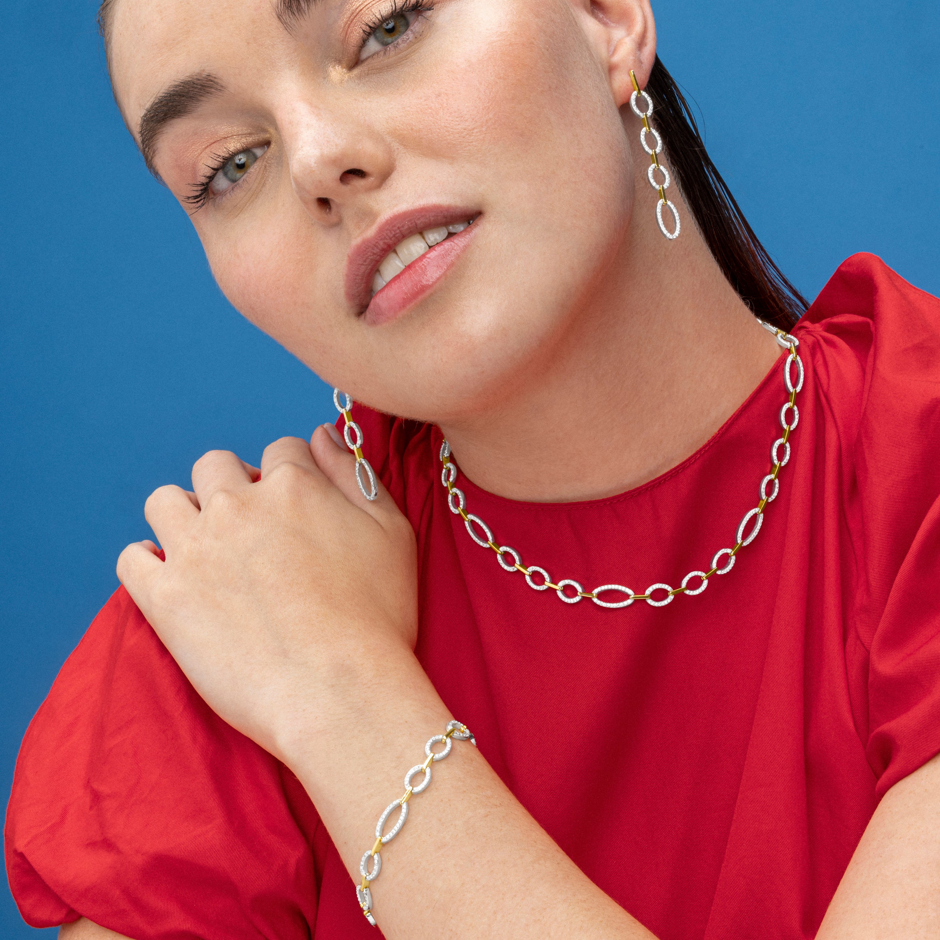 Bracciale in Argento Sterling 925 e Zirconia Brillante finitura oro 18k - Phinthe