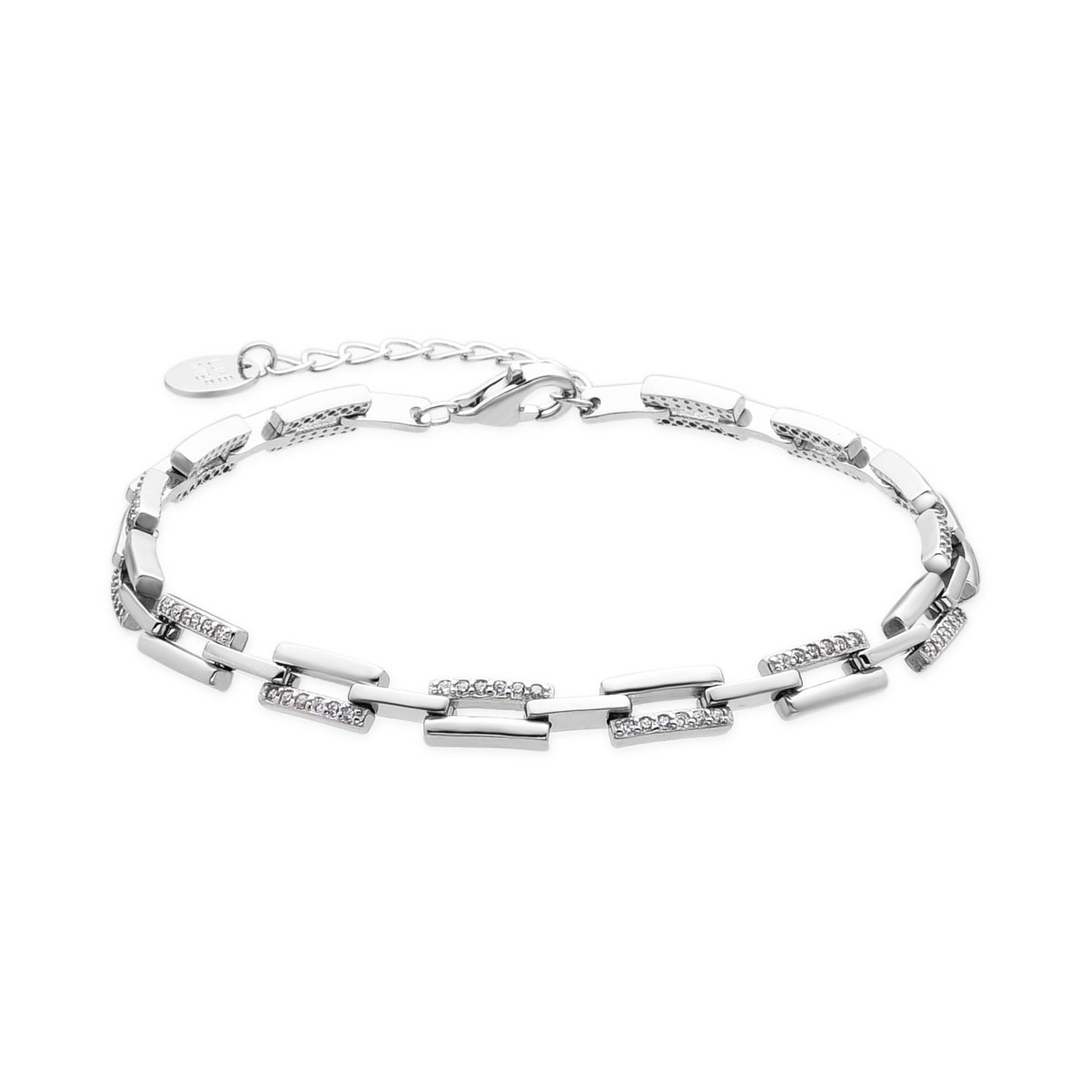 925 Sterling Silver Bracelet with Brilliant Zirconia finished in Rhodium - Mube