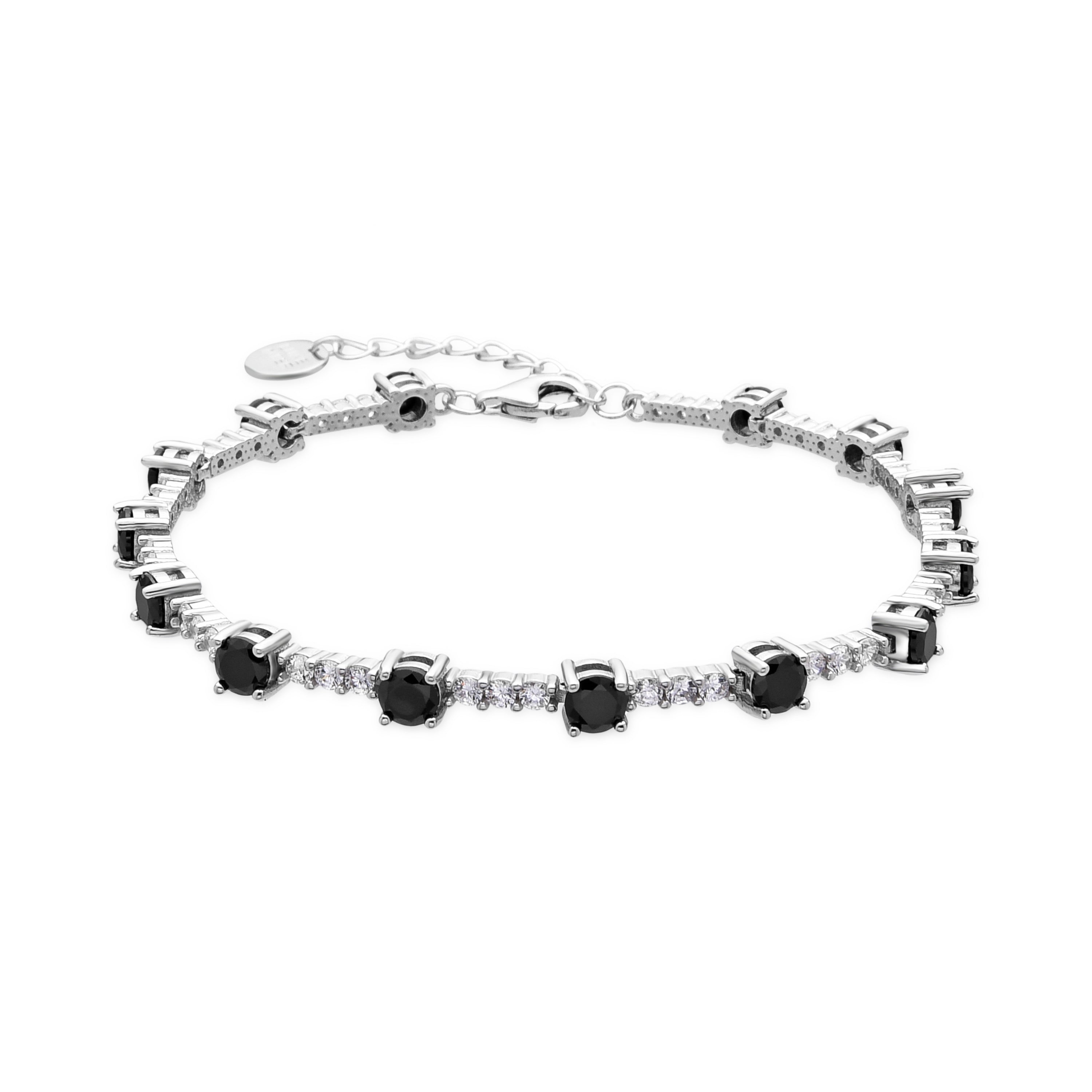Bracciale in Argento Sterling 925 e Zirconia Onice con finitura in rodio - Kirith