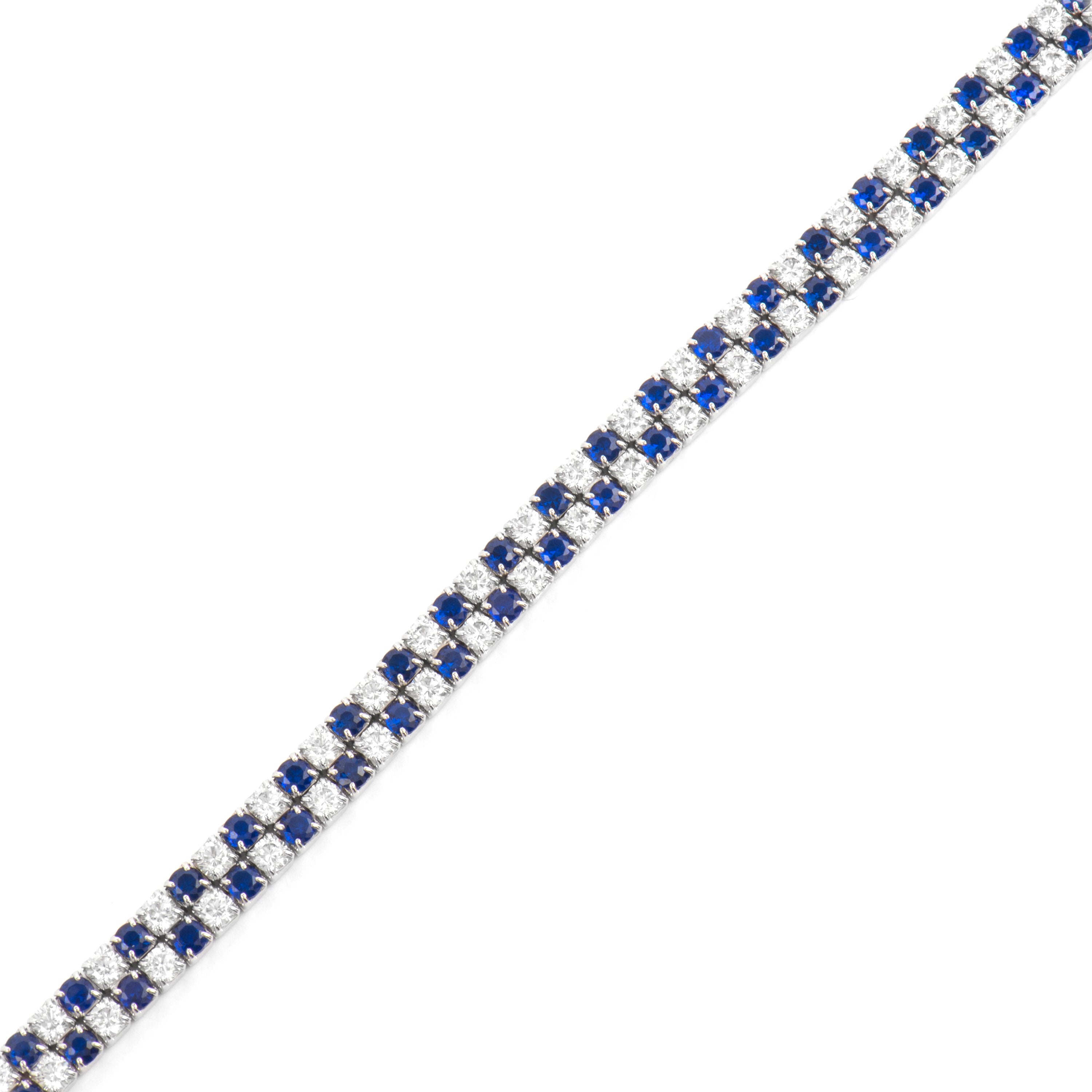 Pulseira de Prata de Lei 925 e Zircónia Safira com acabamento em ródio - Kheko
