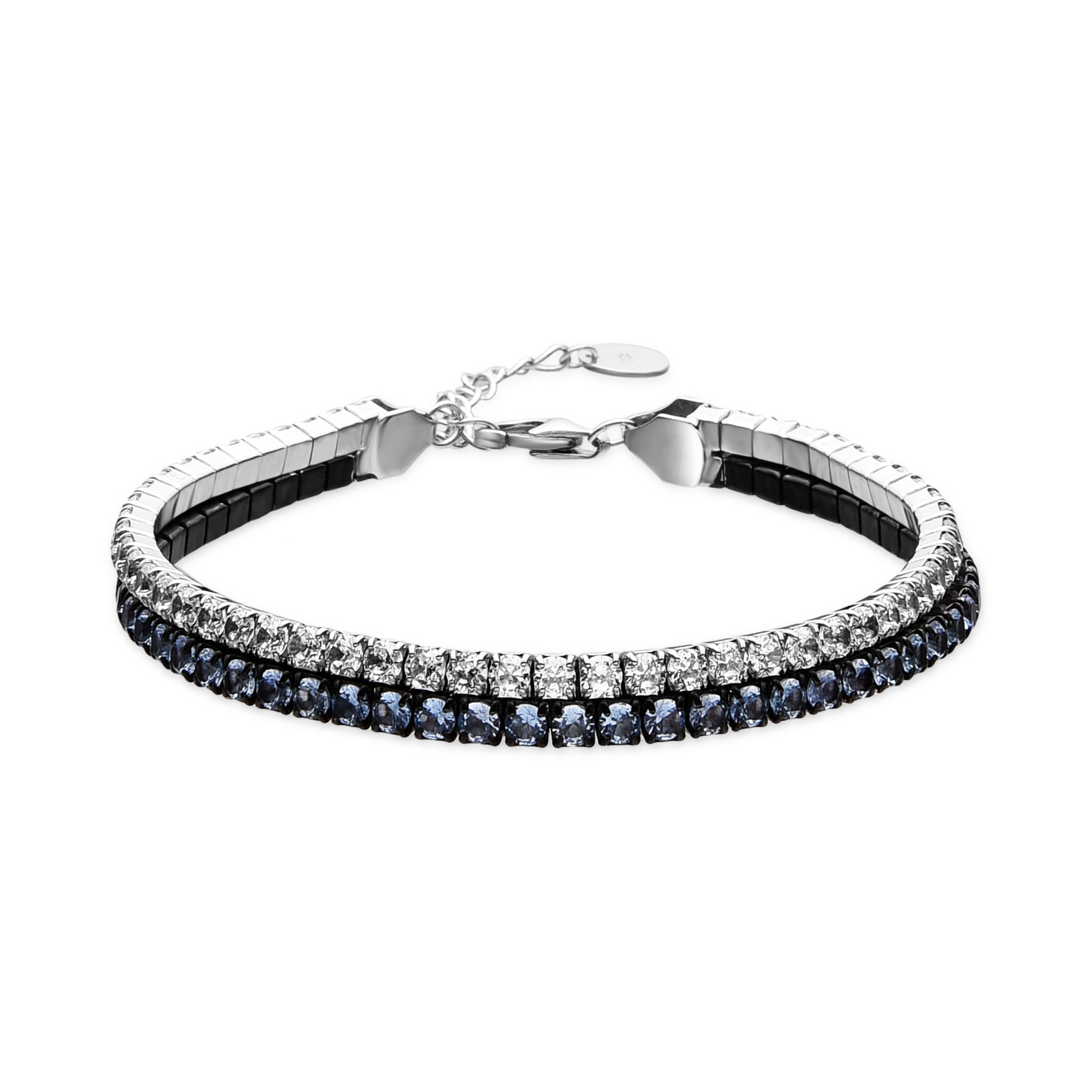925 Sterling Silver Bracelet with Multicolor Zirconia finished in Rhodium - Kheko