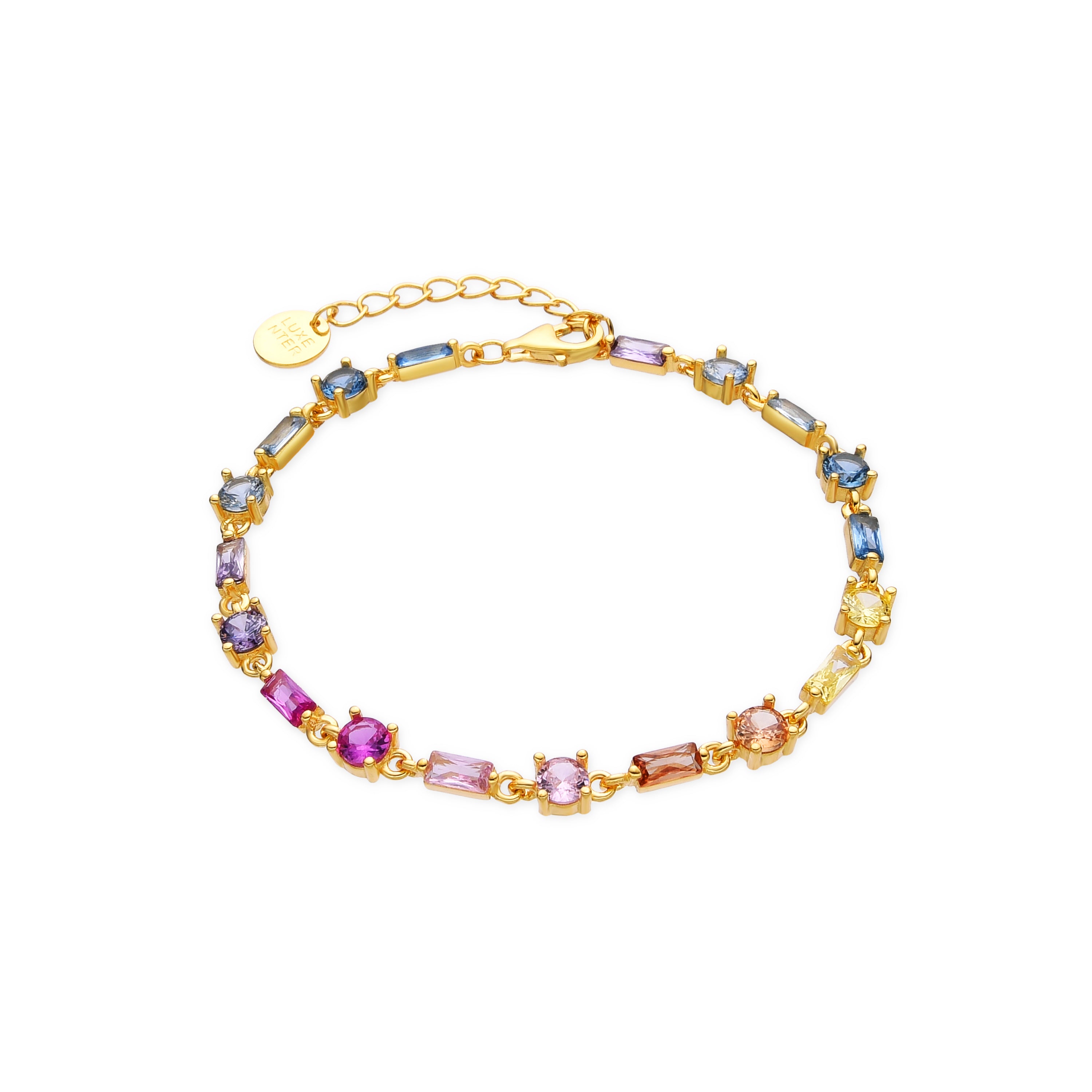 Pulsera de Plata de Ley 925 y Circonita Multicolor acabado oro 18k - Morae