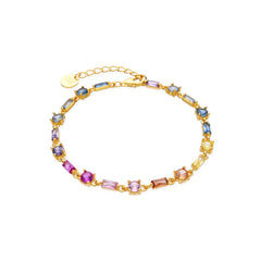 Pulsera de Plata de Ley 925 y Circonita Multicolor acabado oro 18k - Morae