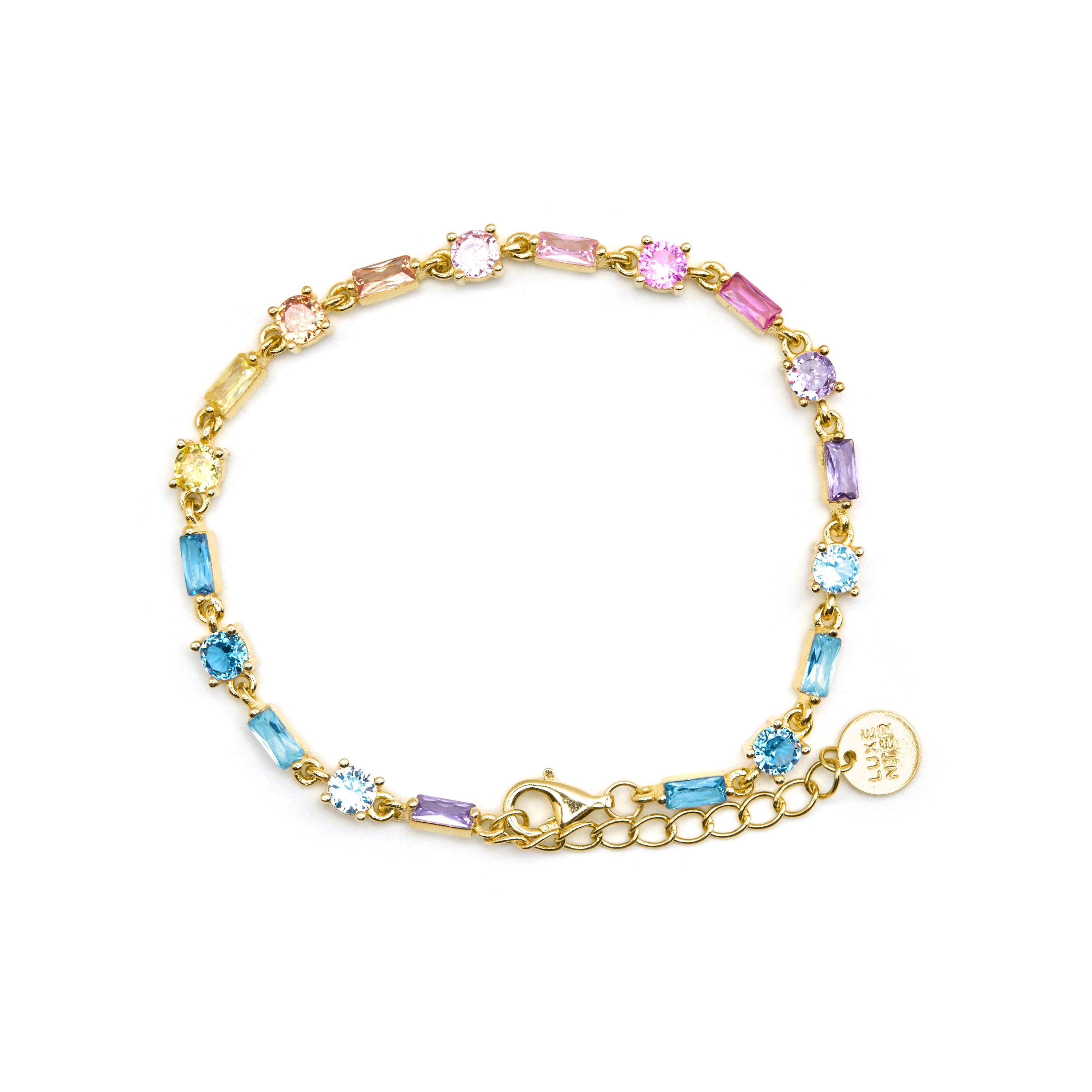 Pulsera de Plata de Ley 925 y Circonita Multicolor acabado oro 18k - Morae