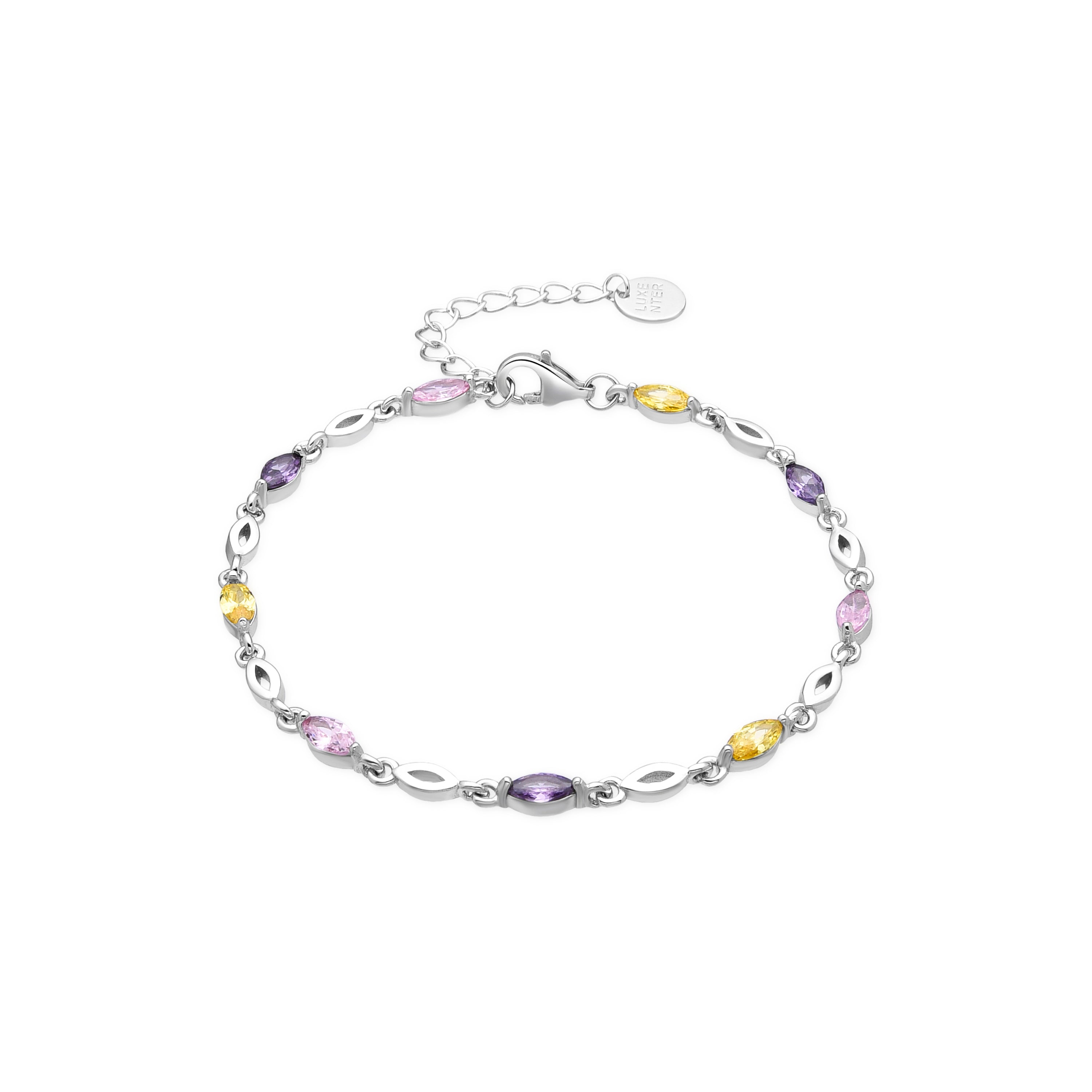 Bracelet en argent sterling 925 et zircon multicolore finition or jaune 18k - Imna
