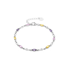 925 Sterling Silver Bracelet with Multicolor Cubic Zirconia finished in 18k Yellow Gold - Imna
