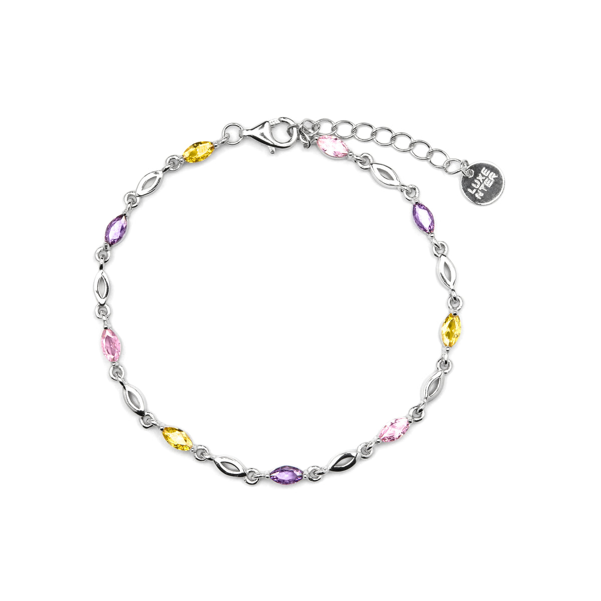 925 Sterling Silver Bracelet with Multicolor Cubic Zirconia finished in 18k Yellow Gold - Imna