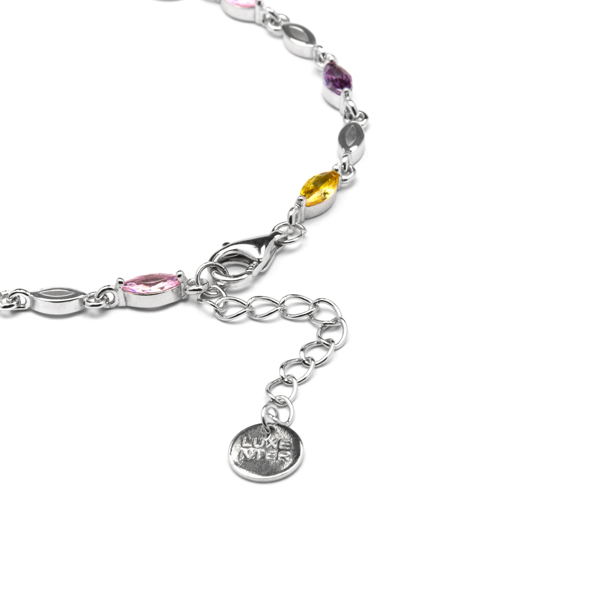 925 Sterling Silver Bracelet with Multicolor Cubic Zirconia finished in 18k Yellow Gold - Imna