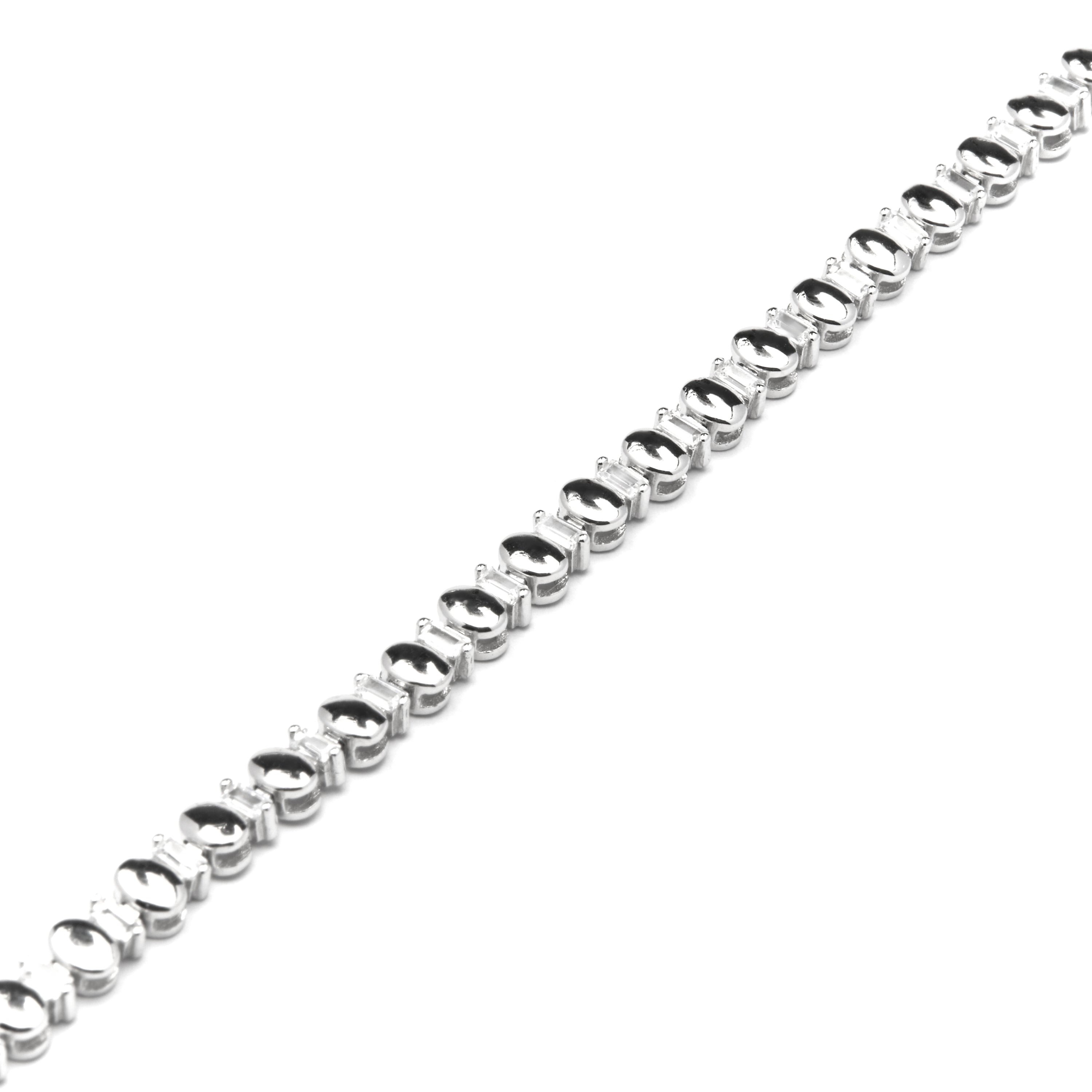 Pulsera de Plata de Ley 925 y Circonita Brillante acabado rodio - Hidot