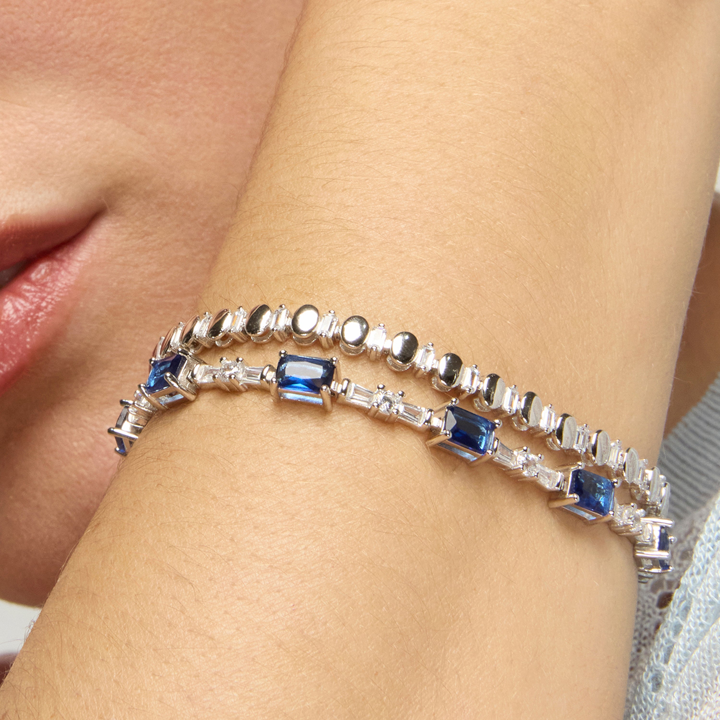 Pulsera de Plata de Ley 925 y Circonita Brillante acabado rodio - Hidot