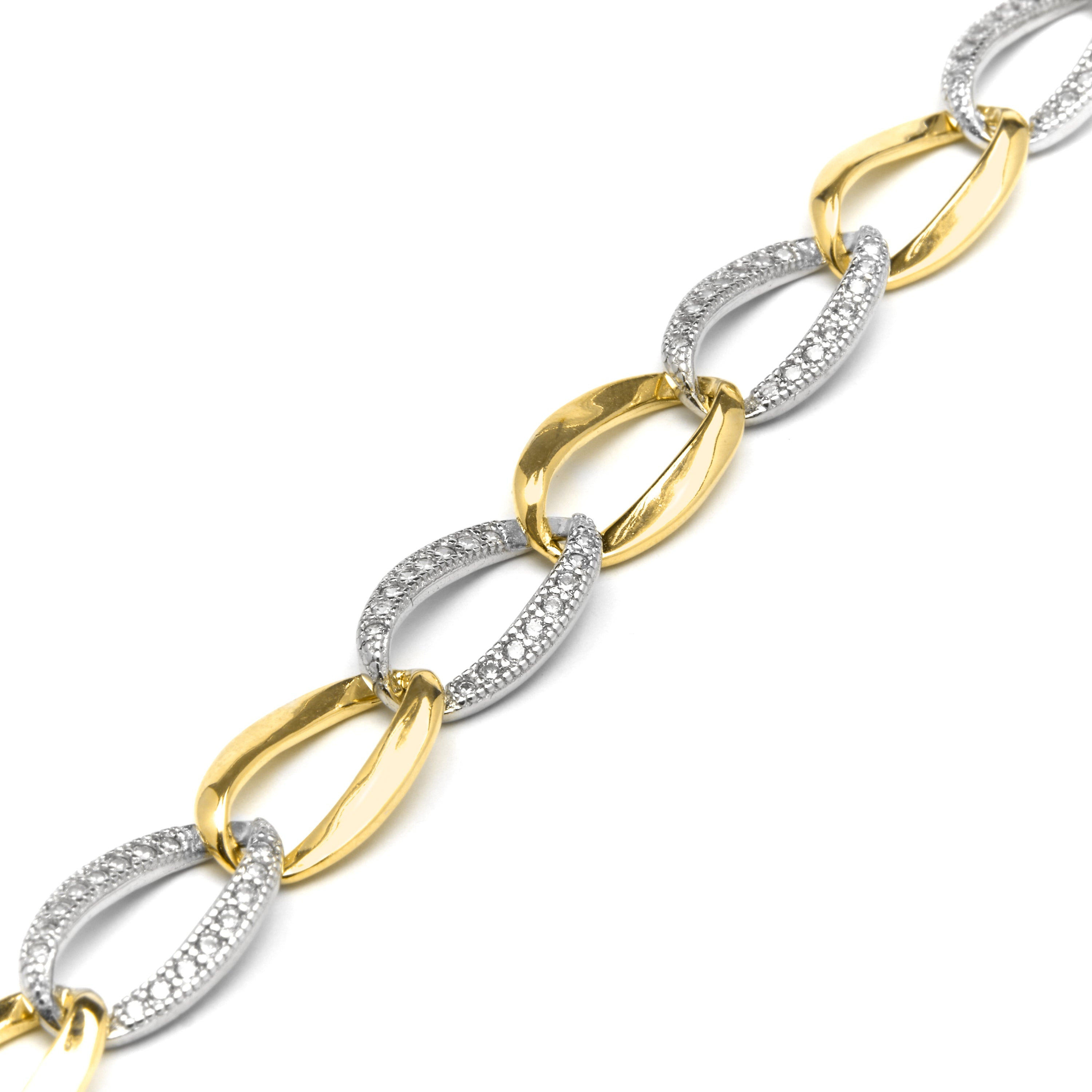 925 Sterling Silver Bracelet with Brilliant Cubic Zirconia, 18k Yellow Gold Finish - Aborg
