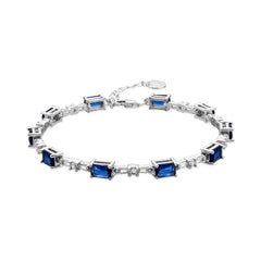 Pulsera de Plata de Ley 925 y Circonita Aguamarina acabado rodio - Nasrie