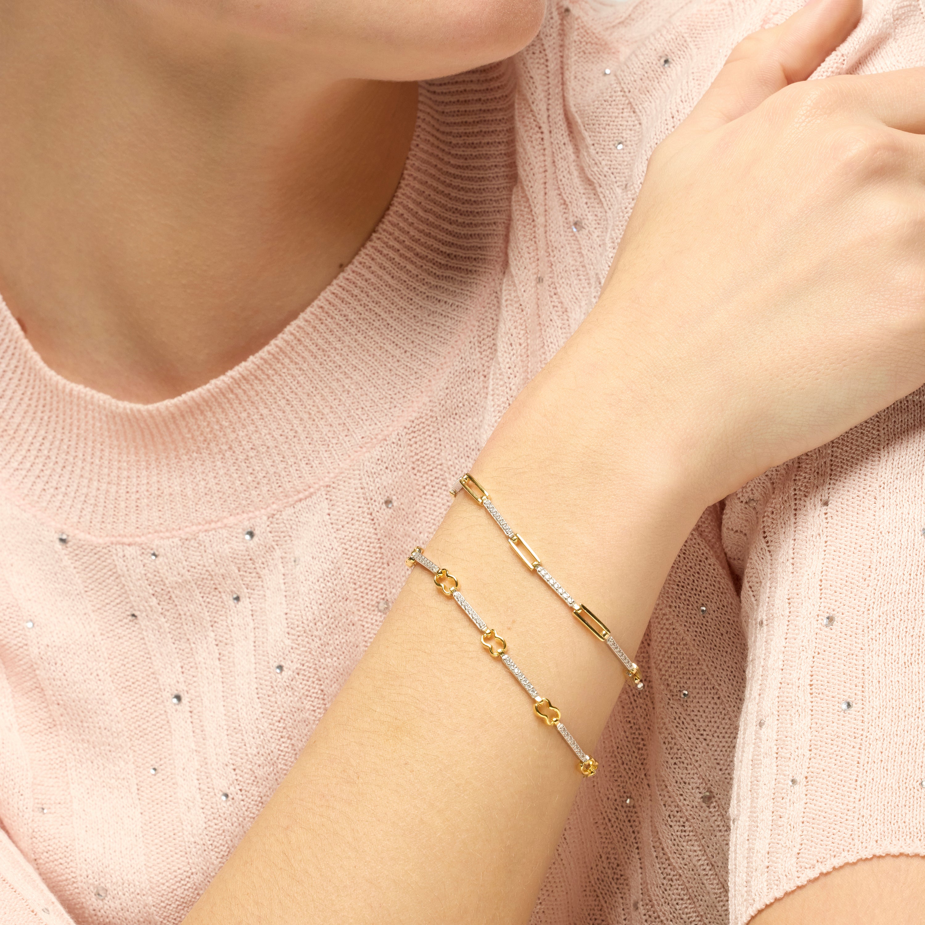 Armband aus 925er Sterlingsilber und funkelndem Zirkonia mit 18k Gelbgold-Finish - Daraya