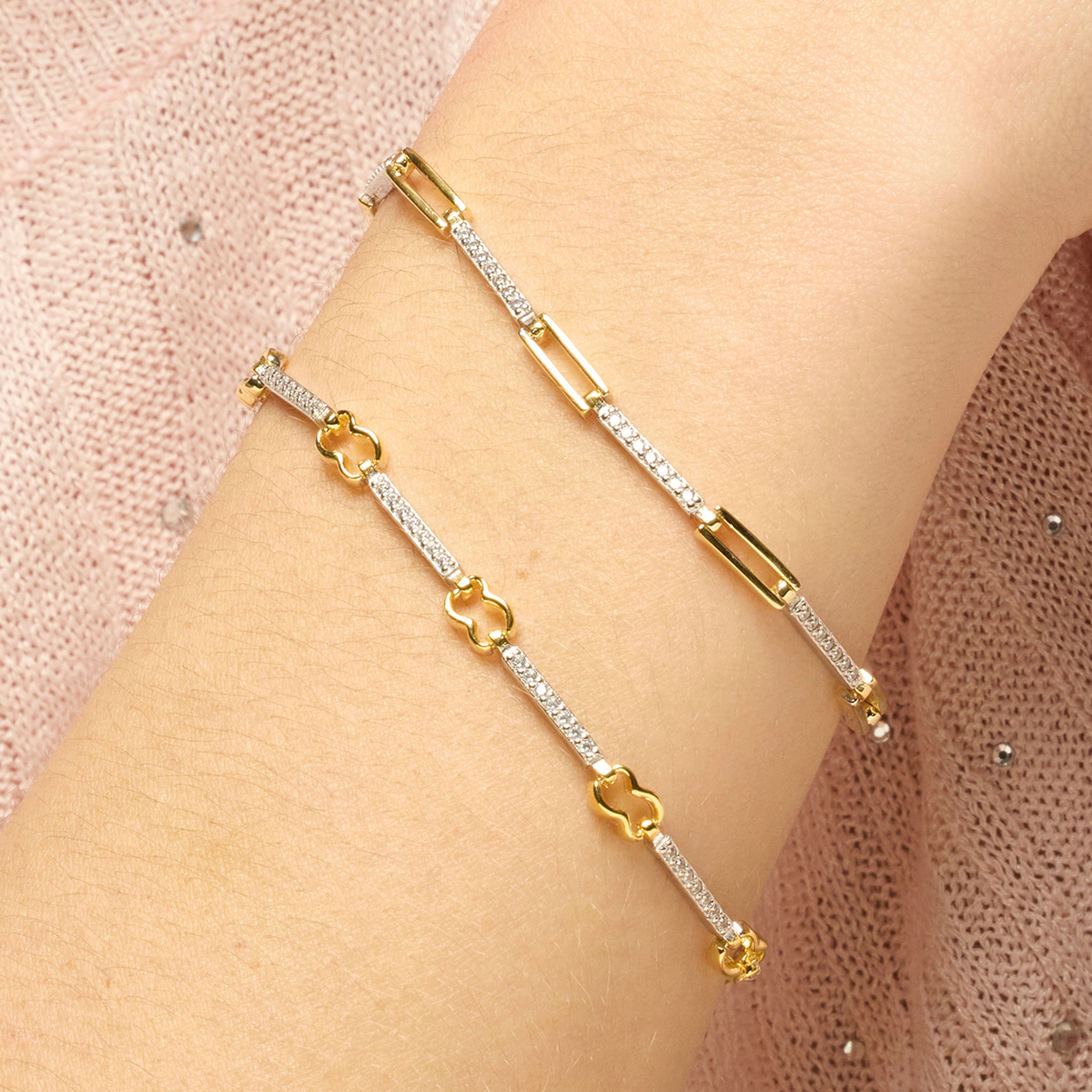 Armband aus 925er Sterlingsilber und funkelndem Zirkonia mit 18k Gelbgold-Finish - Daraya