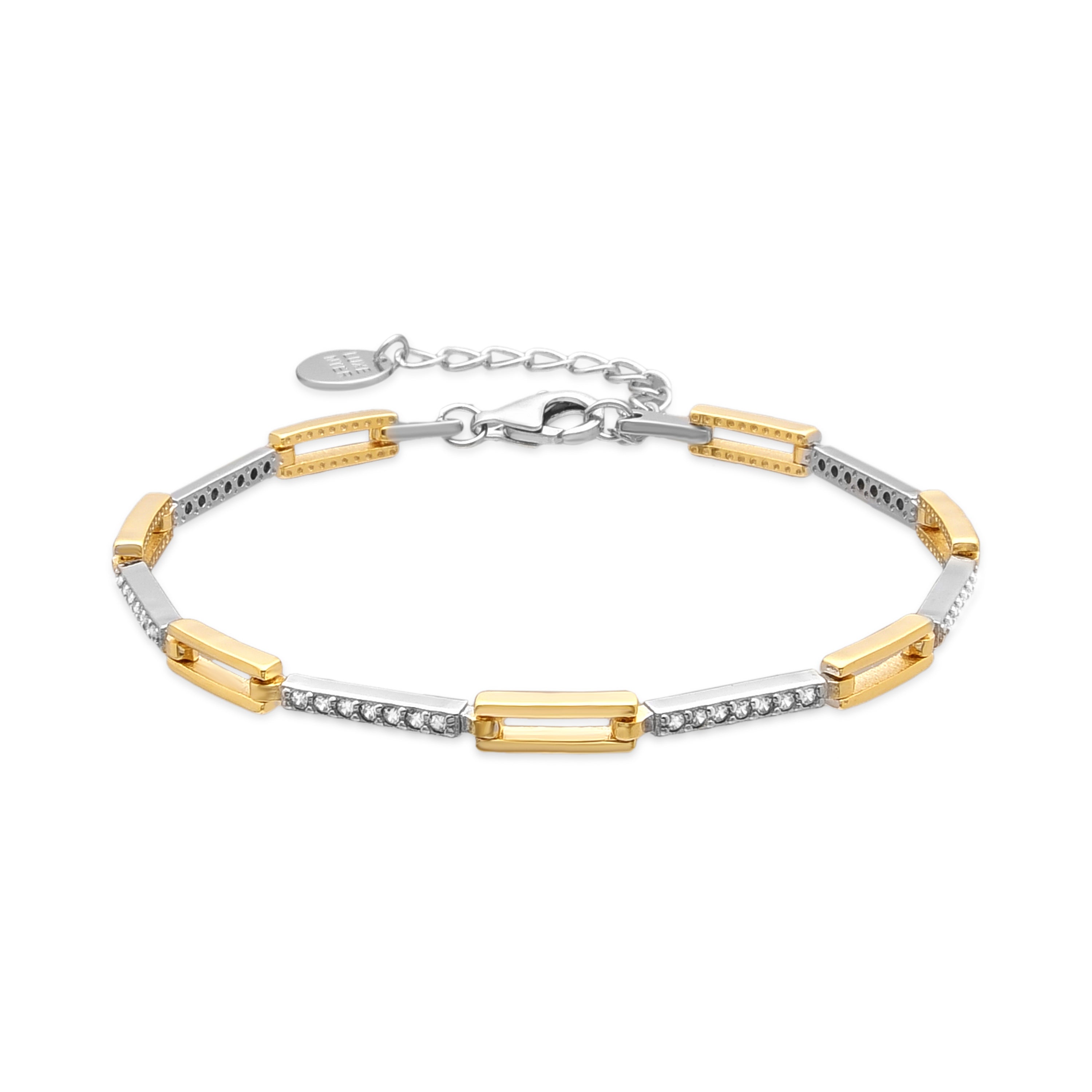 Bracelet en argent sterling 925 et zircon brillant finition or jaune 18k - Athit