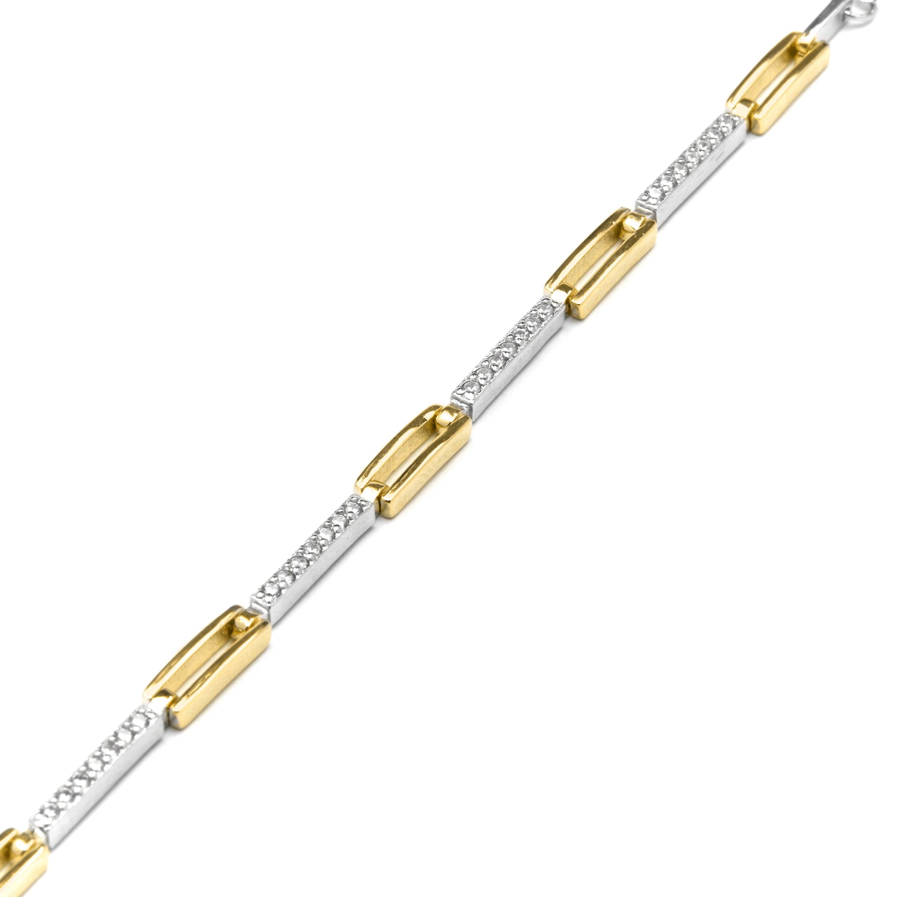 Bracelet en argent sterling 925 et zircon brillant finition or jaune 18k - Athit