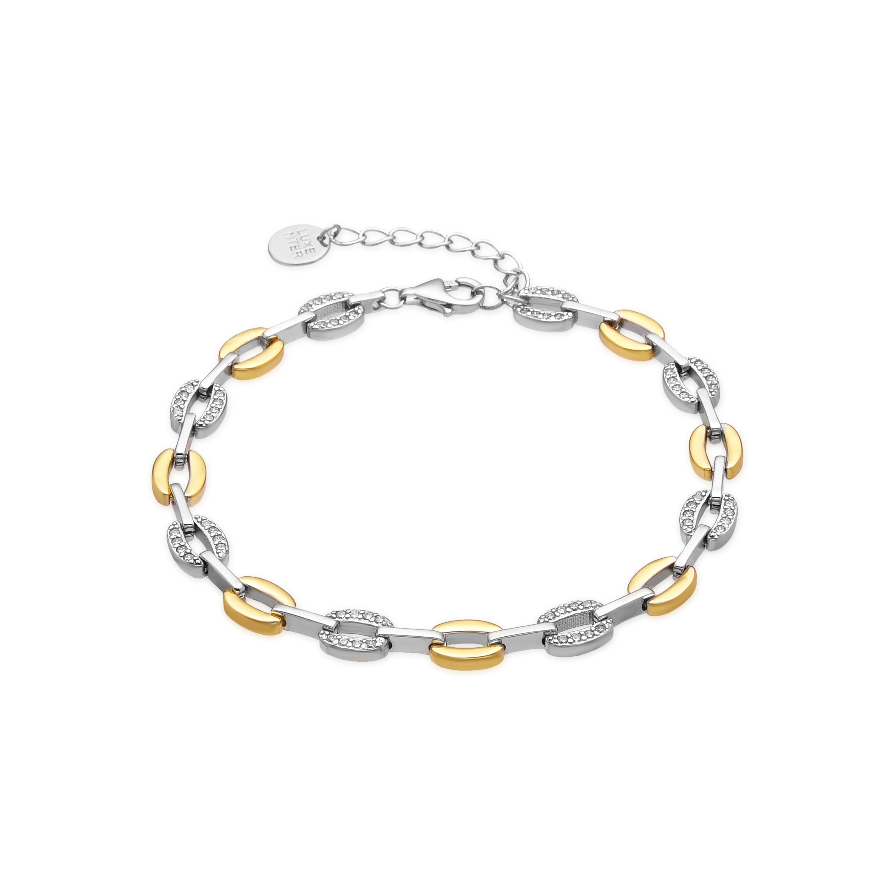 Pulseira de Prata de Lei 925 e Zircónia Brilhante acabamento em ouro amarelo de 18k - Talor