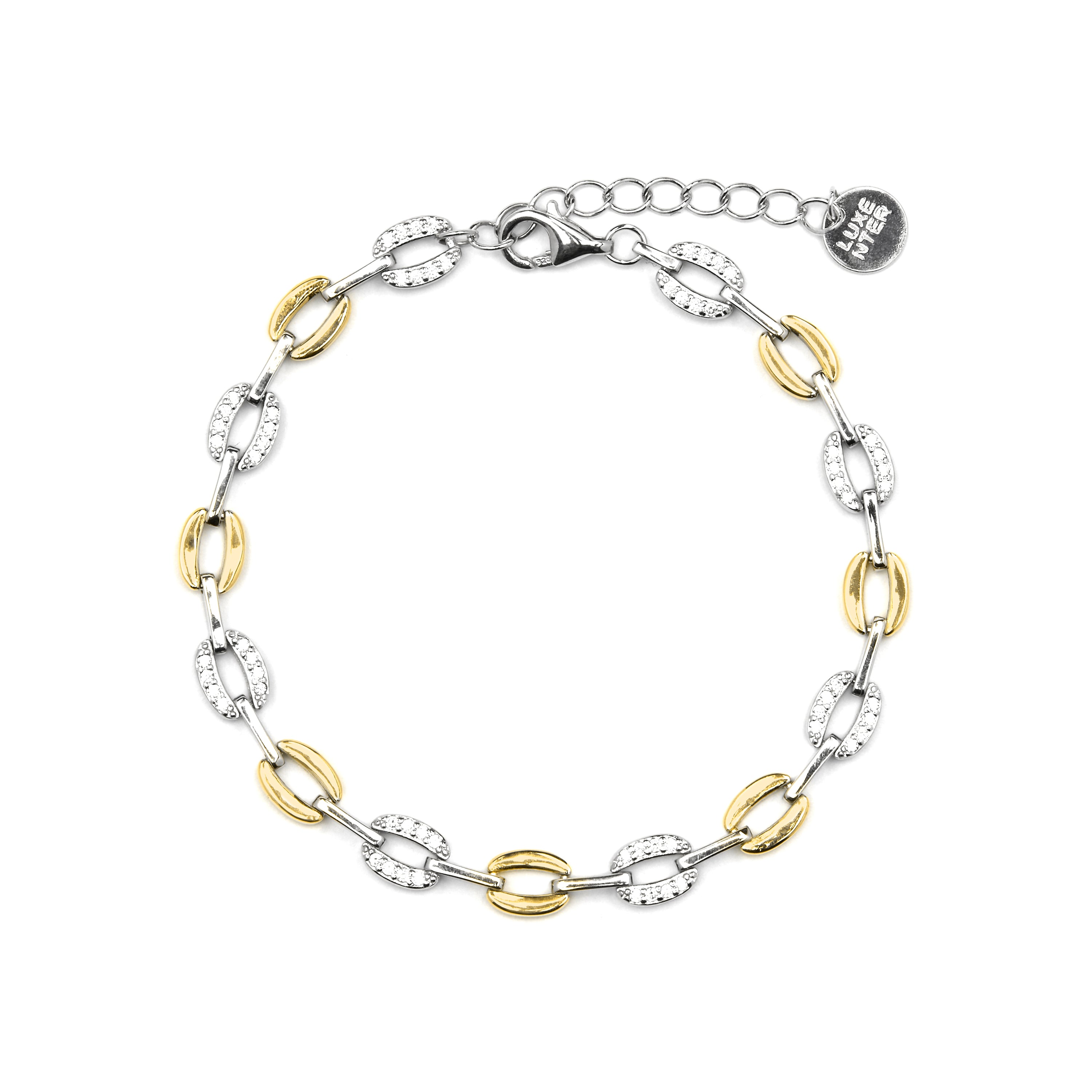 Pulseira de Prata de Lei 925 e Zircónia Brilhante acabamento em ouro amarelo de 18k - Talor