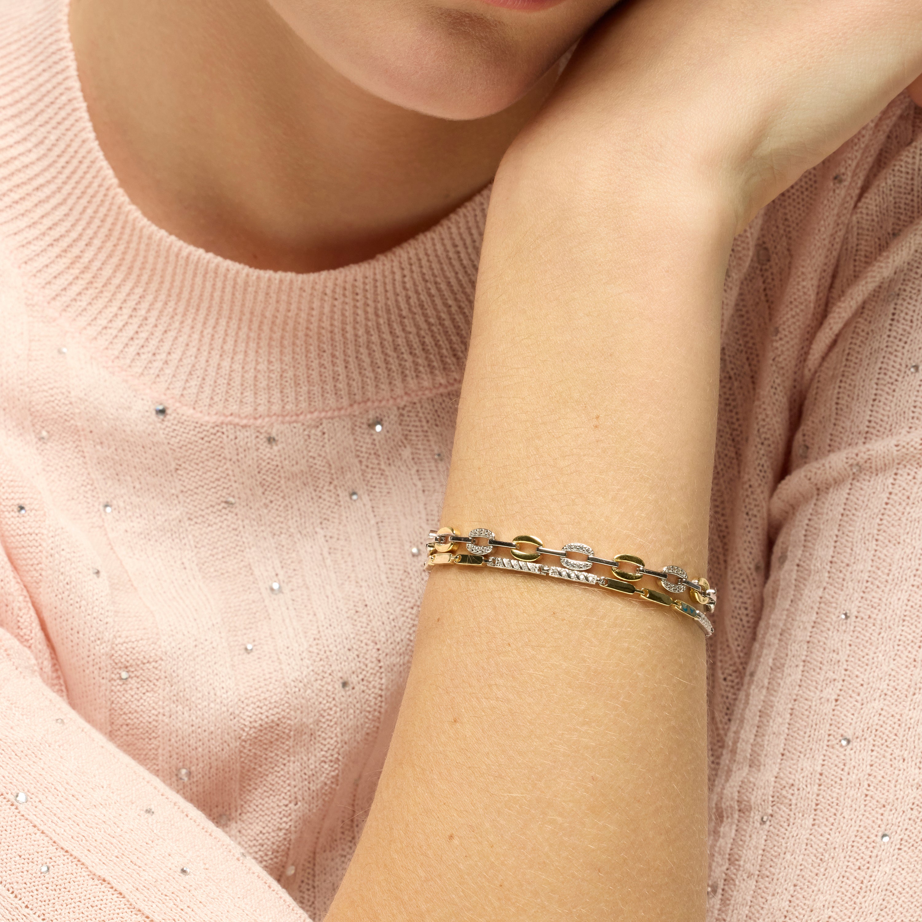 Pulseira de Prata de Lei 925 e Zircónia Brilhante acabamento em ouro amarelo de 18k - Talor