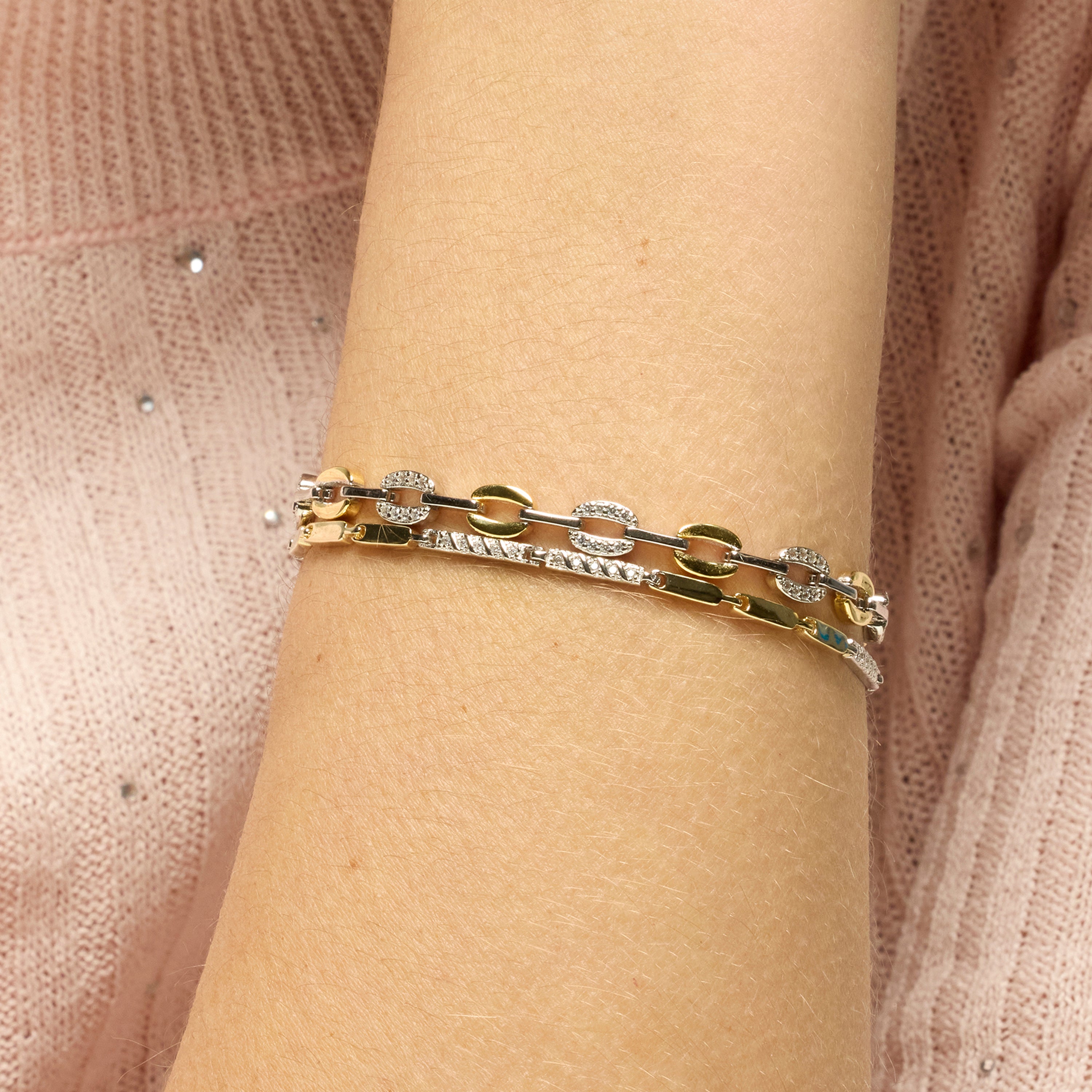 Pulseira de Prata de Lei 925 e Zircónia Brilhante acabamento em ouro amarelo de 18k - Talor