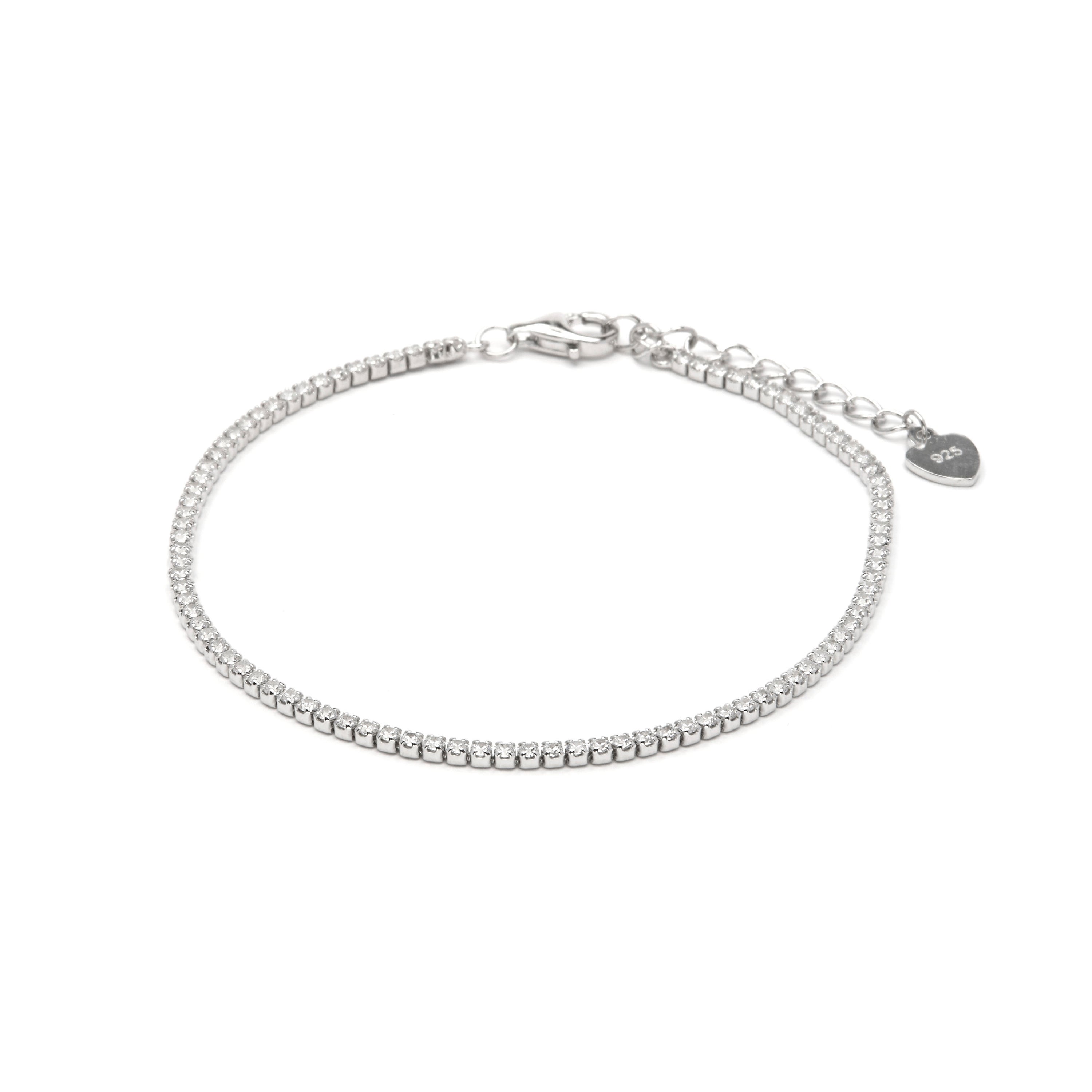 925 Sterling Silver Bracelet with Bright Zirconia Rhodium Finish - Lubyo