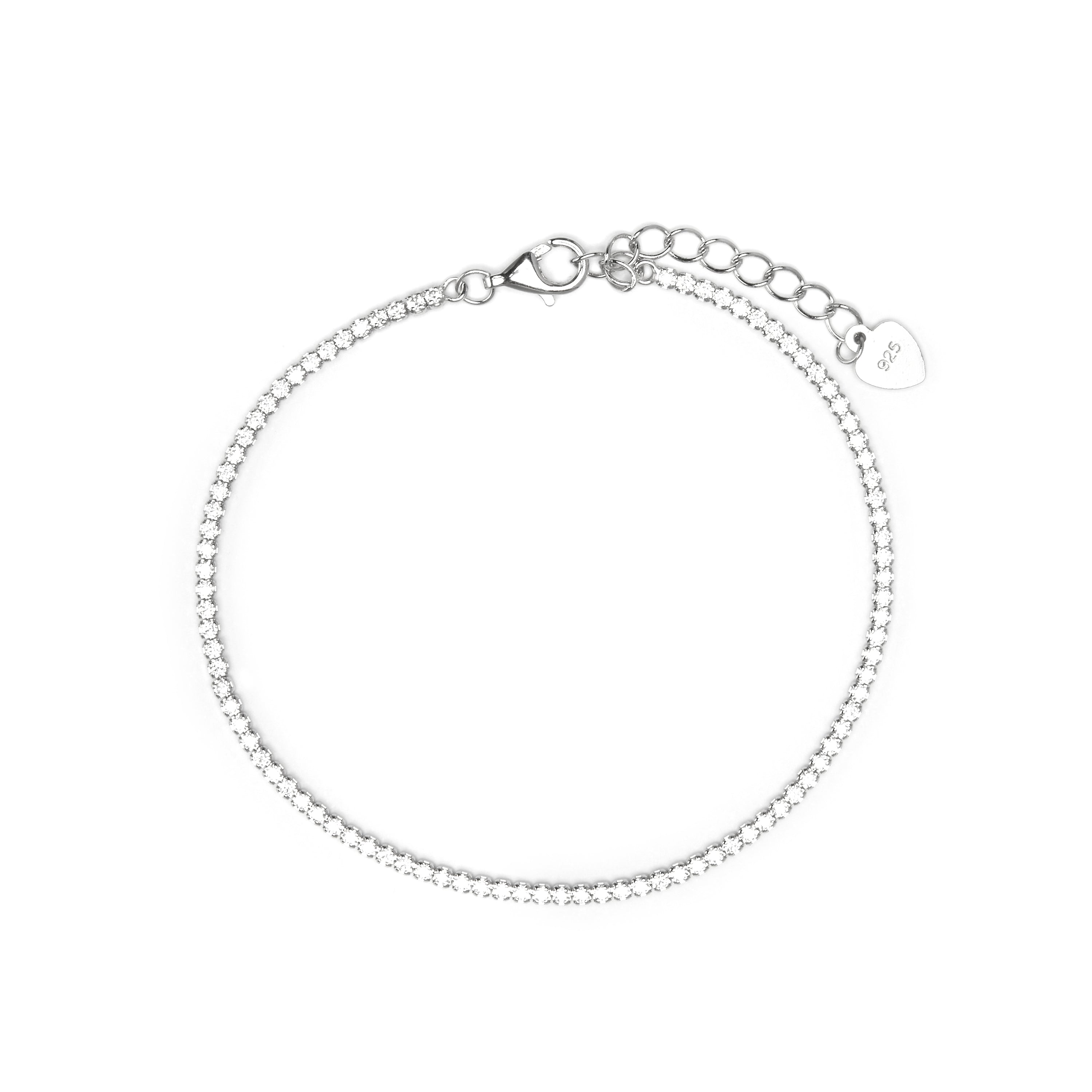 925 Sterling Silver Bracelet with Bright Zirconia Rhodium Finish - Lubyo