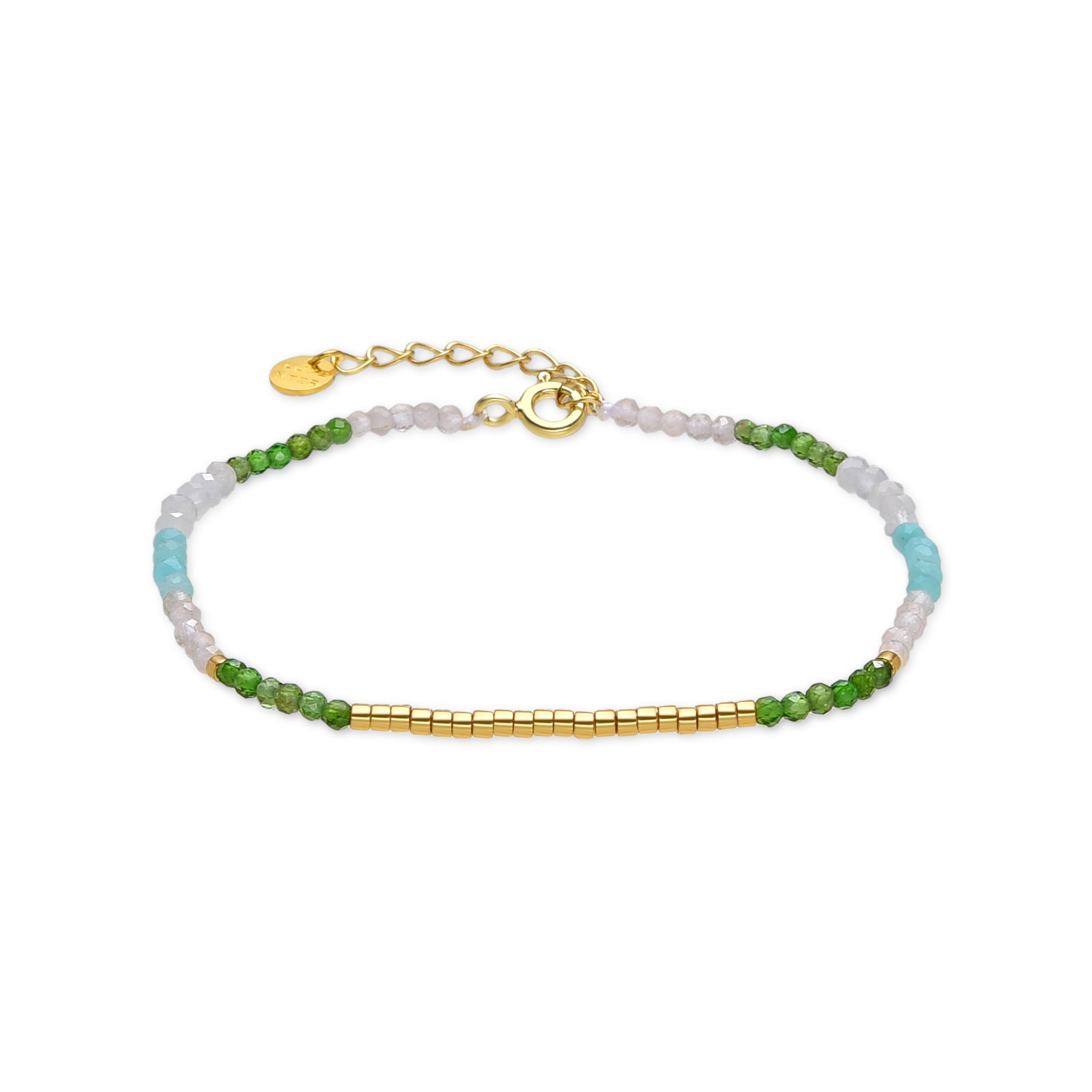 Bracelet en argent sterling 925 et cristal vert fini en or jaune 18K - Vados