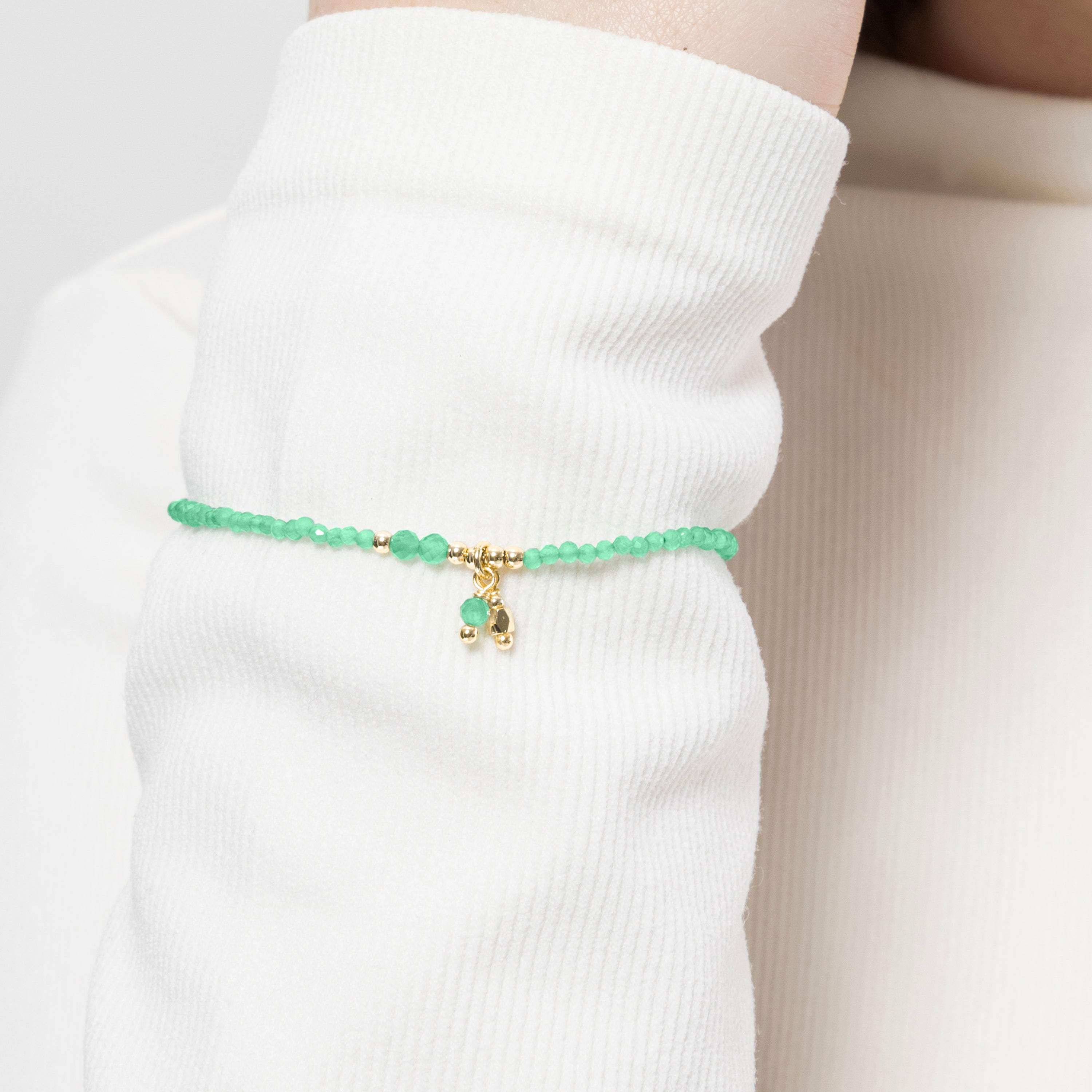 Bracelet en argent sterling 925 et cristal vert fini en or jaune 18k - Bialak