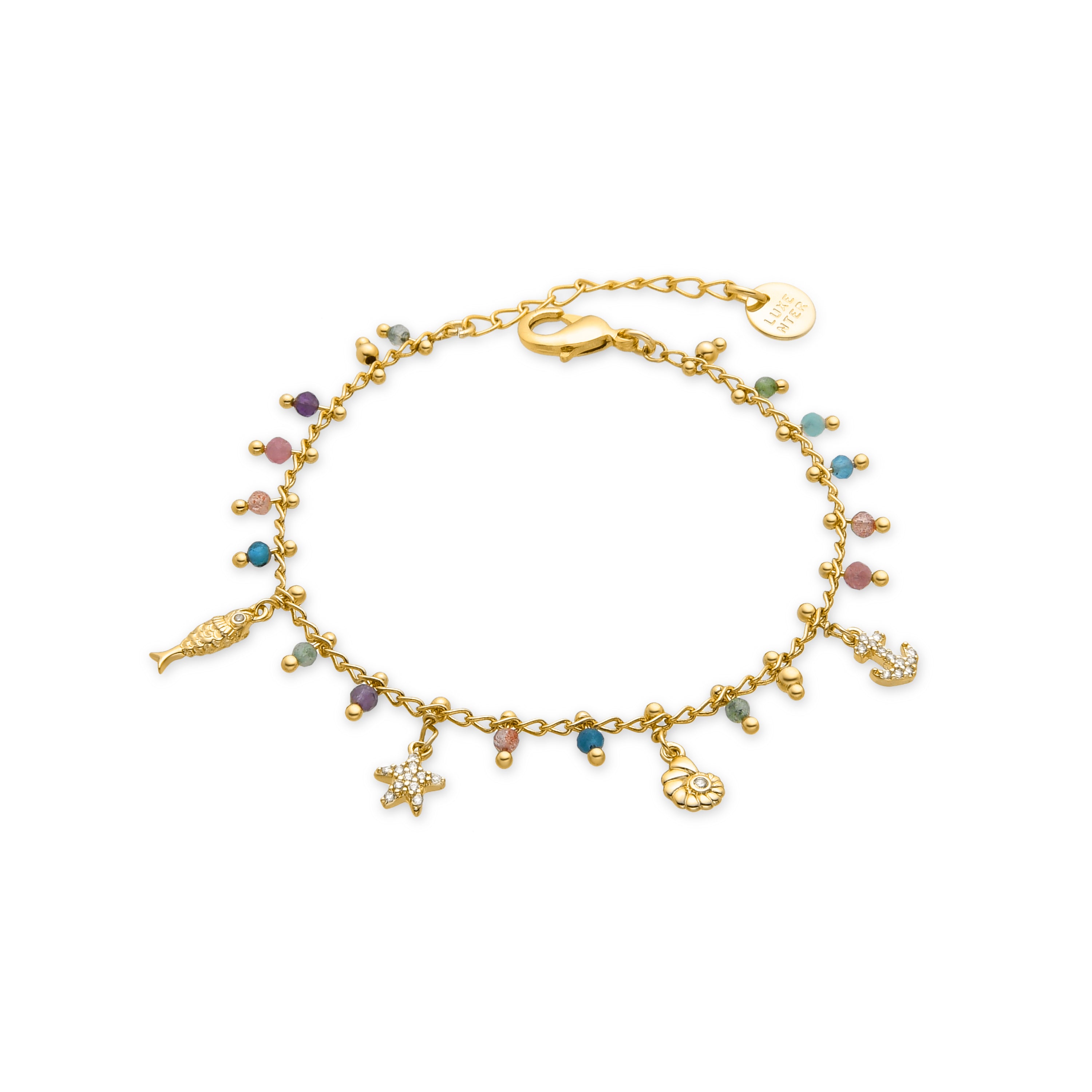 Bracelet en argent sterling 925 et cristal multicolore fini en or jaune 18K - Kaiquia