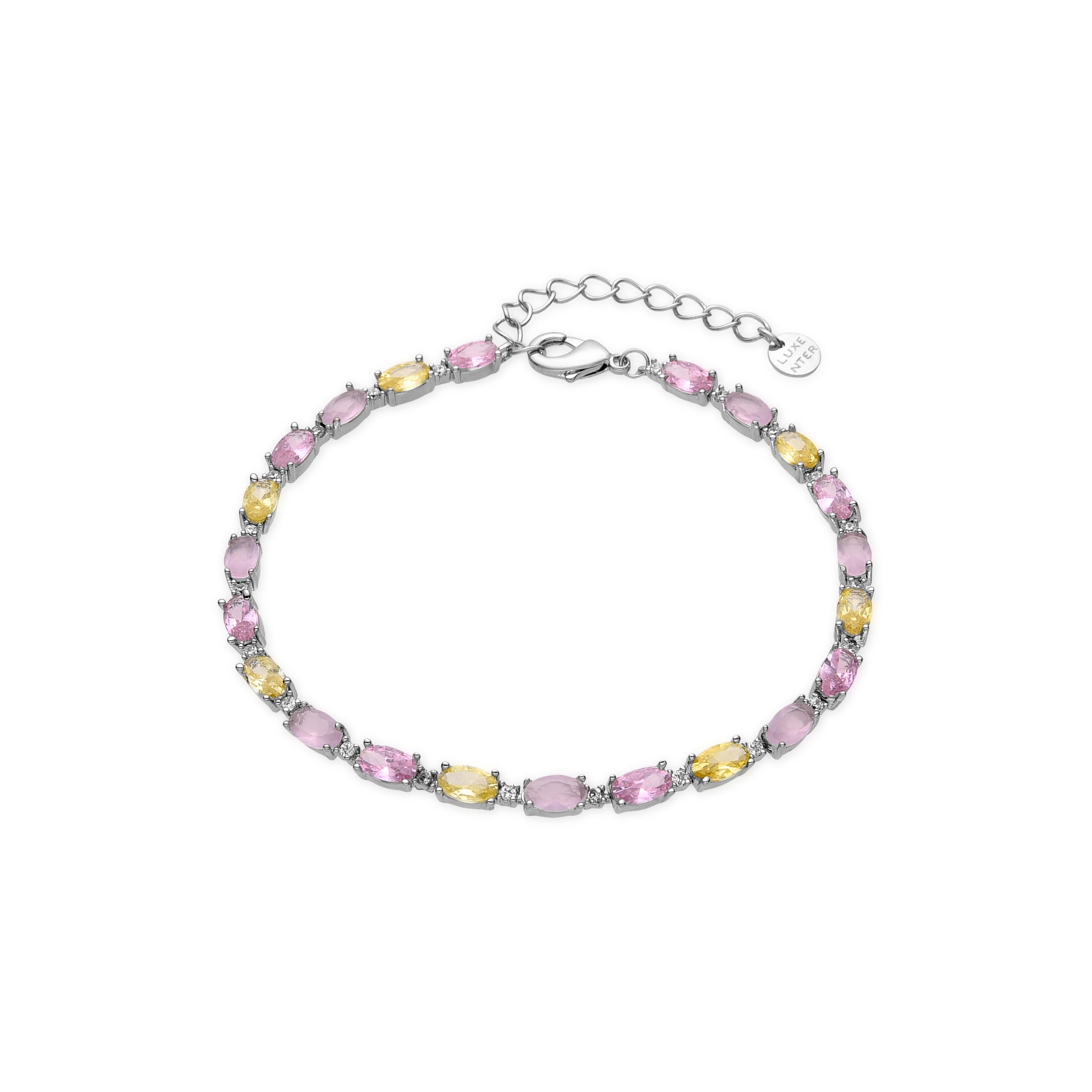 Bracelet en Argent Sterling 925 et Quartz Hydrothermal Rose fini en rhodium - Guyoth