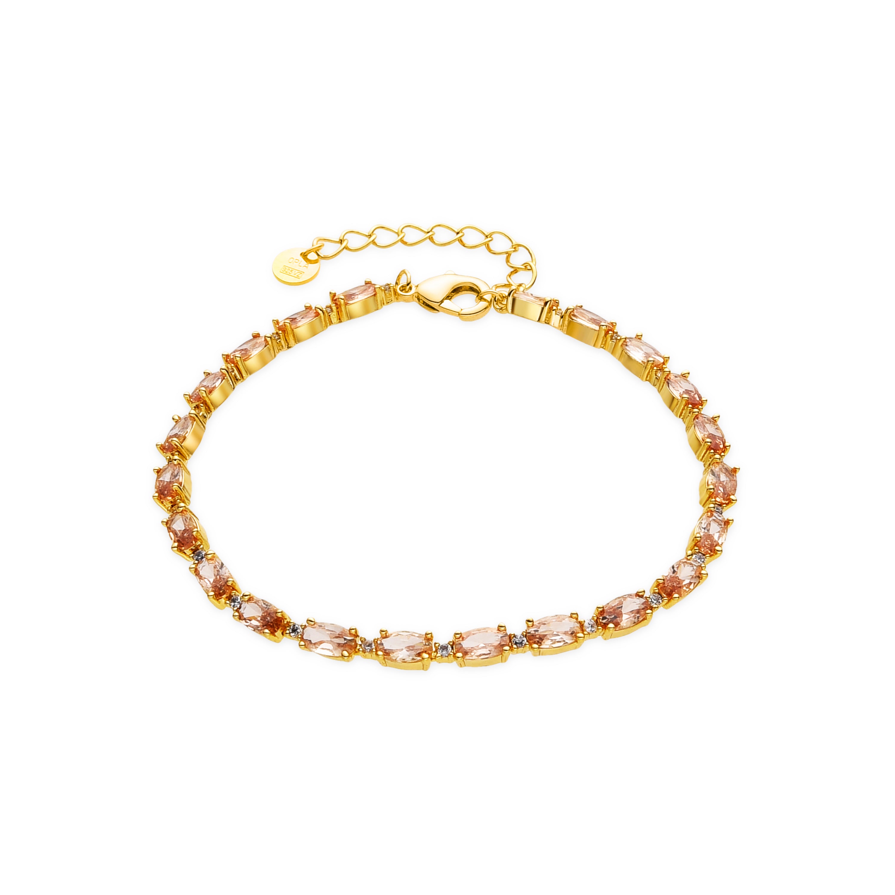 925 Sterling Silver Bracelet with Champagne Zirconia, 18k Gold Finish - Morilda