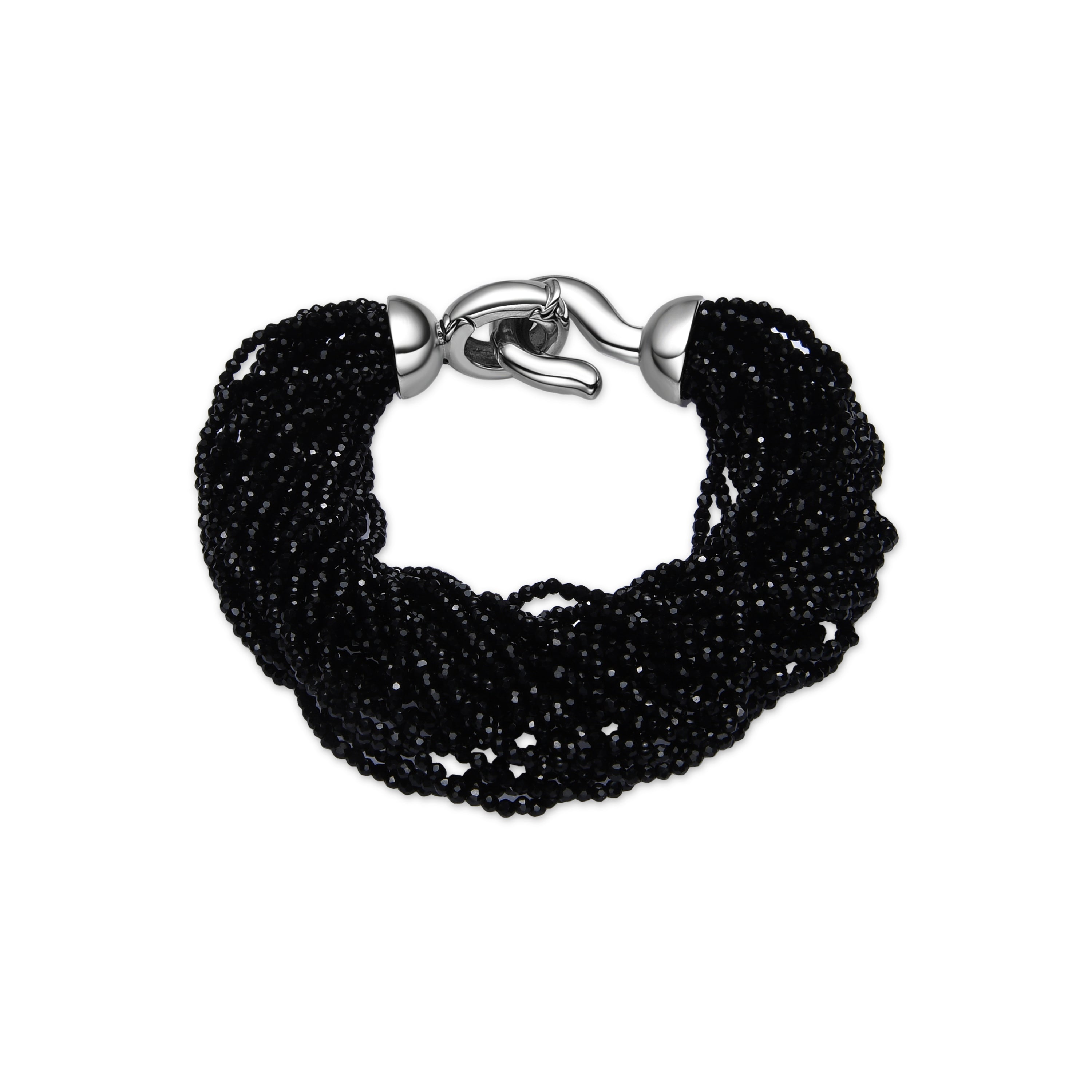 Bracciale in Argento Sterling 925 e Cristallo Nero con finitura rodiata - Kibak