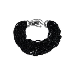 925 Sterling Silver Bracelet with Black Crystal and Rhodium Finish - Kibak