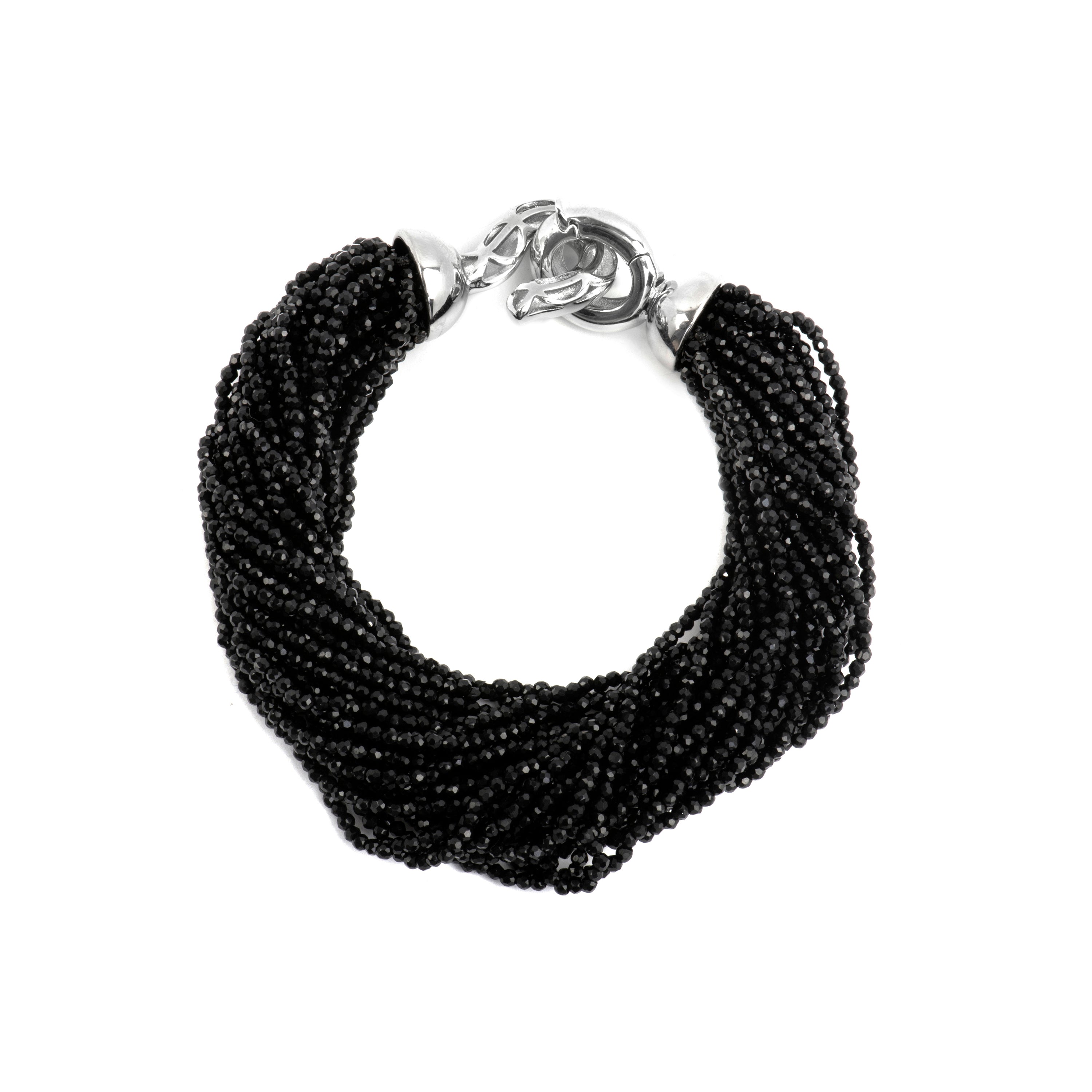 Bracciale in Argento Sterling 925 e Cristallo Nero con finitura rodiata - Kibak