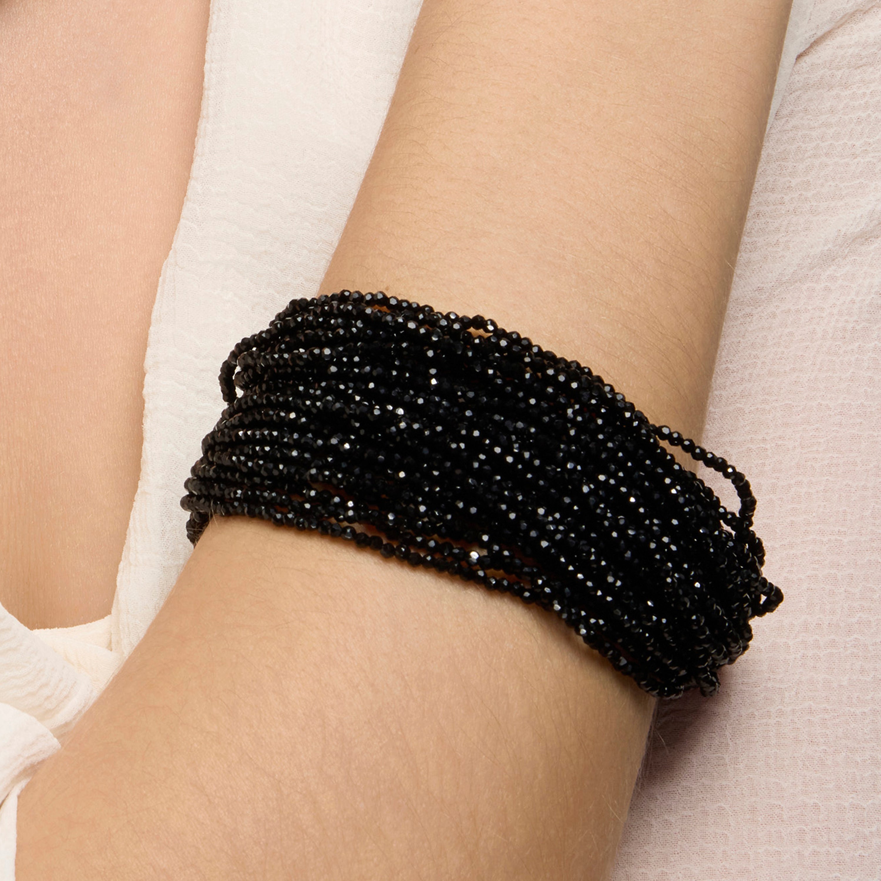 Bracciale in Argento Sterling 925 e Cristallo Nero con finitura rodiata - Kibak