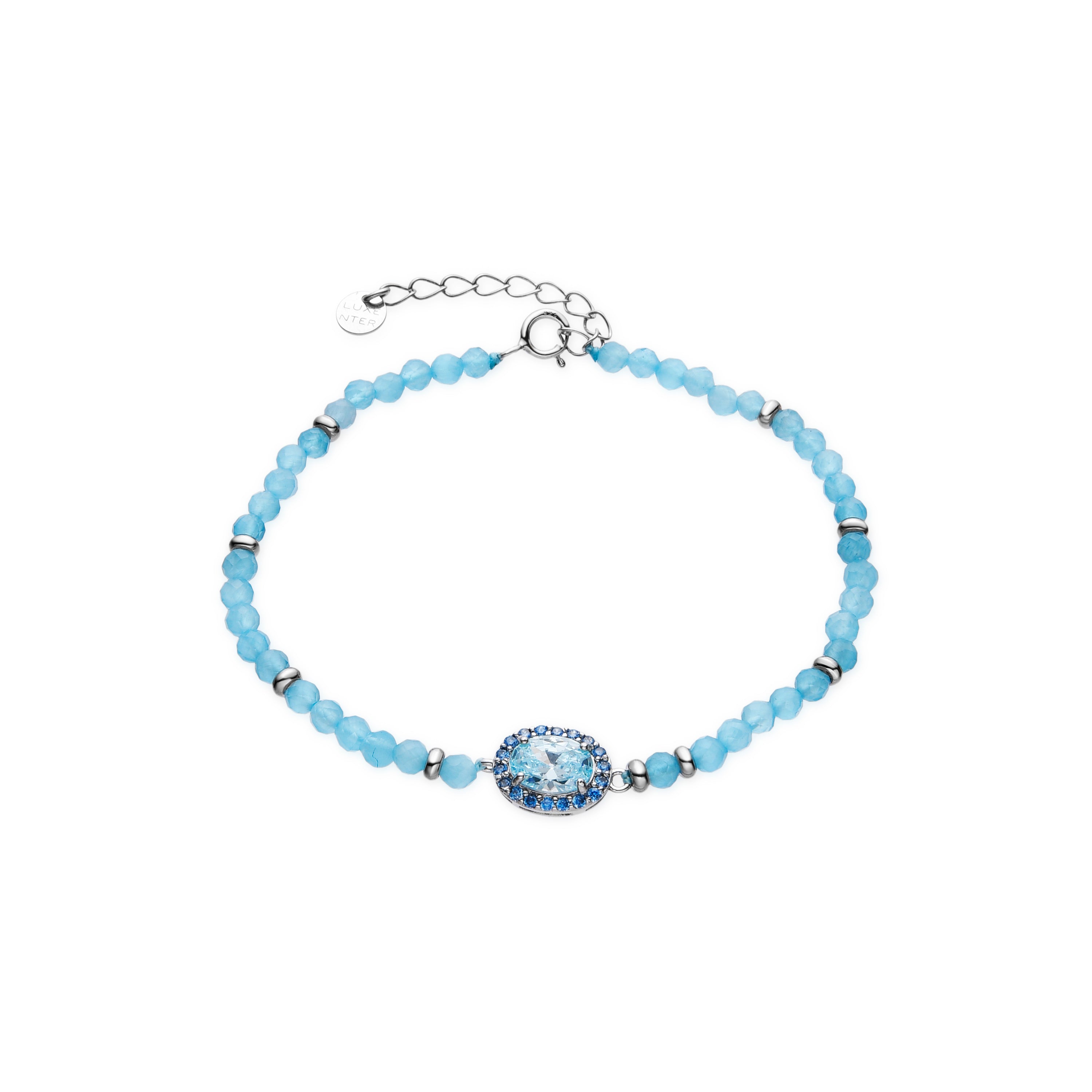925 Sterling Silver Bracelet with Blue Topaz Cubic Zirconia Rhodium Finish - Nazki