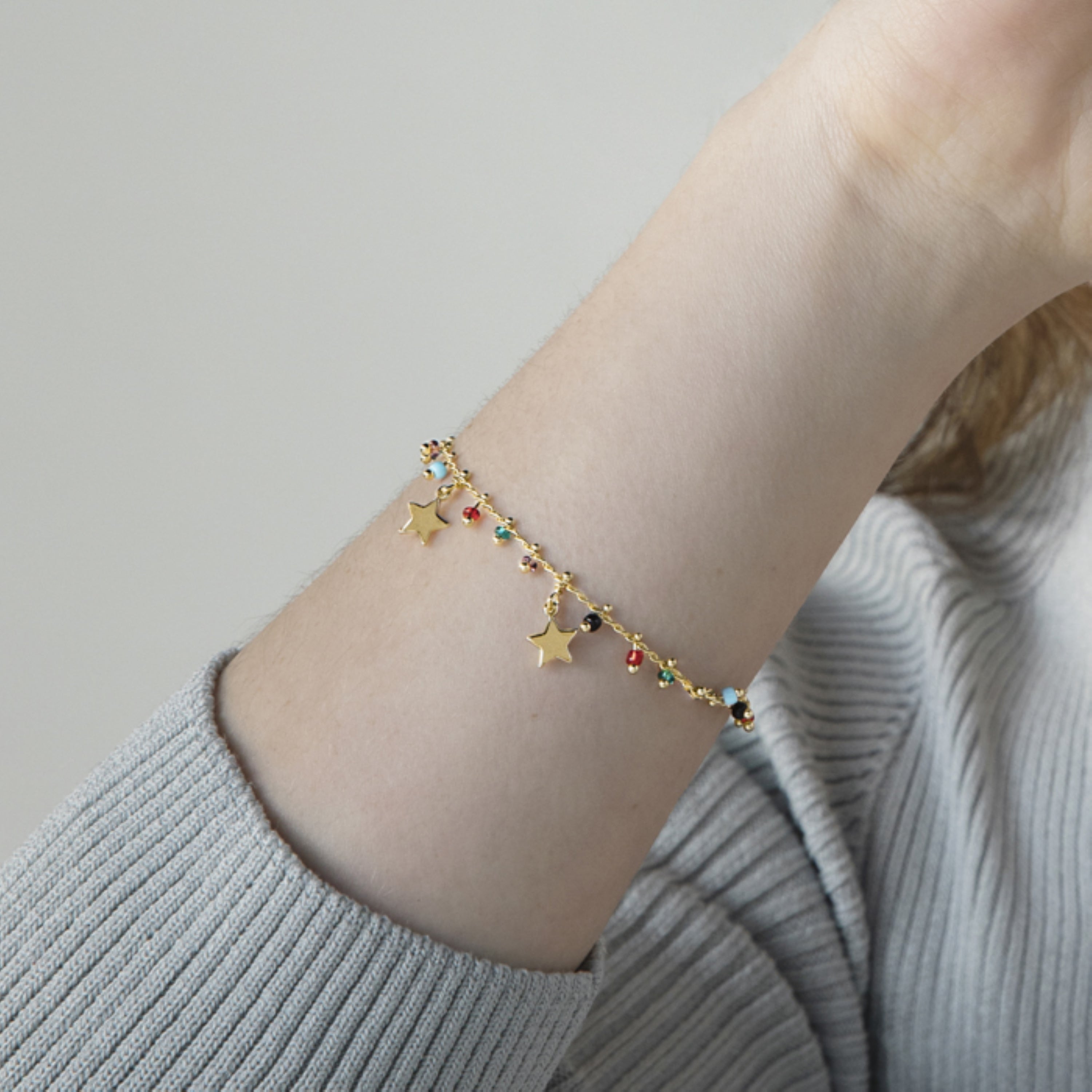 925 Sterling Silver Bracelet with Multicolor Hydrothermal Quartz finished in 18K Yellow Gold - Beos