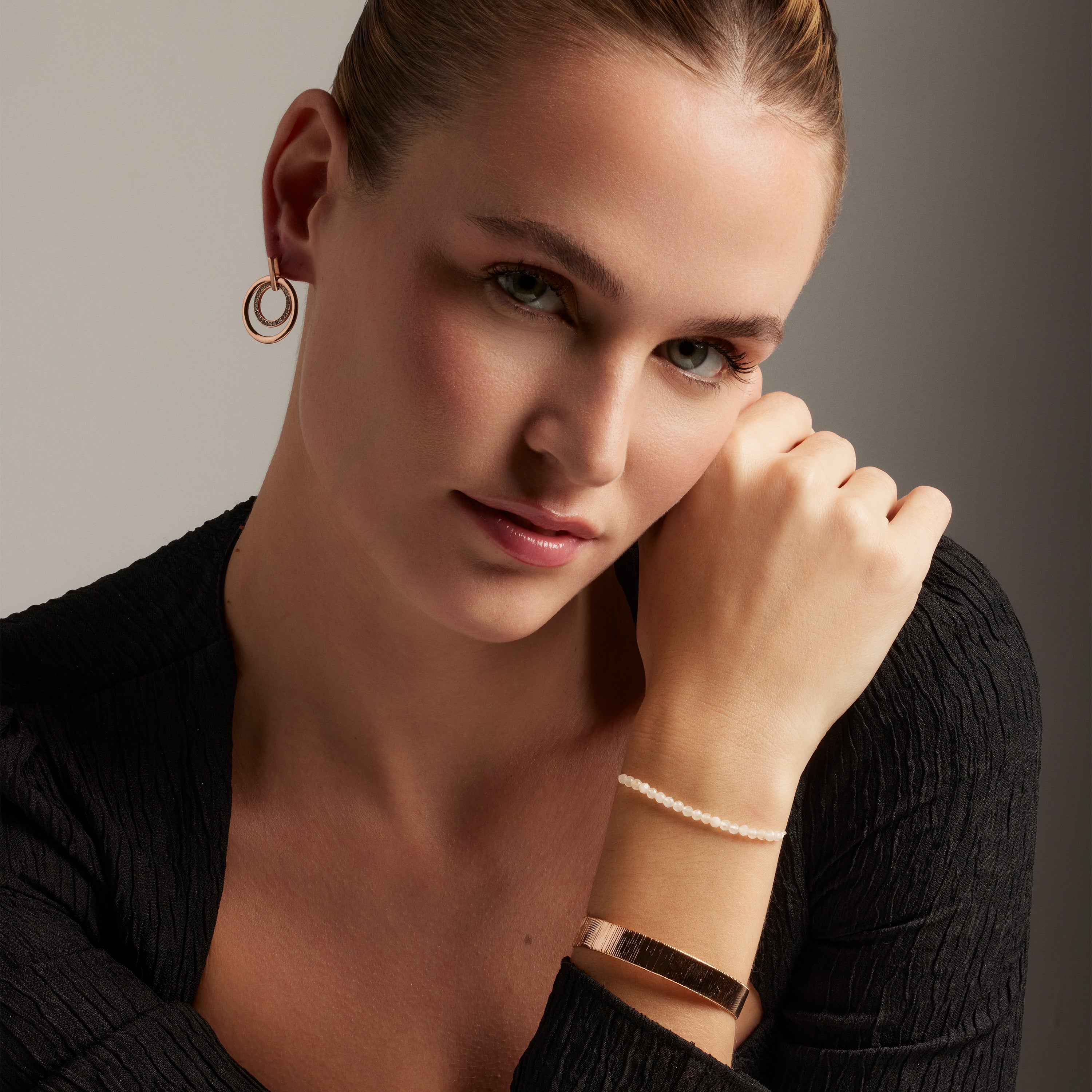 Pulsera de Plata de Ley 925 con Jade Blanco acabada en rodio - Aquisa