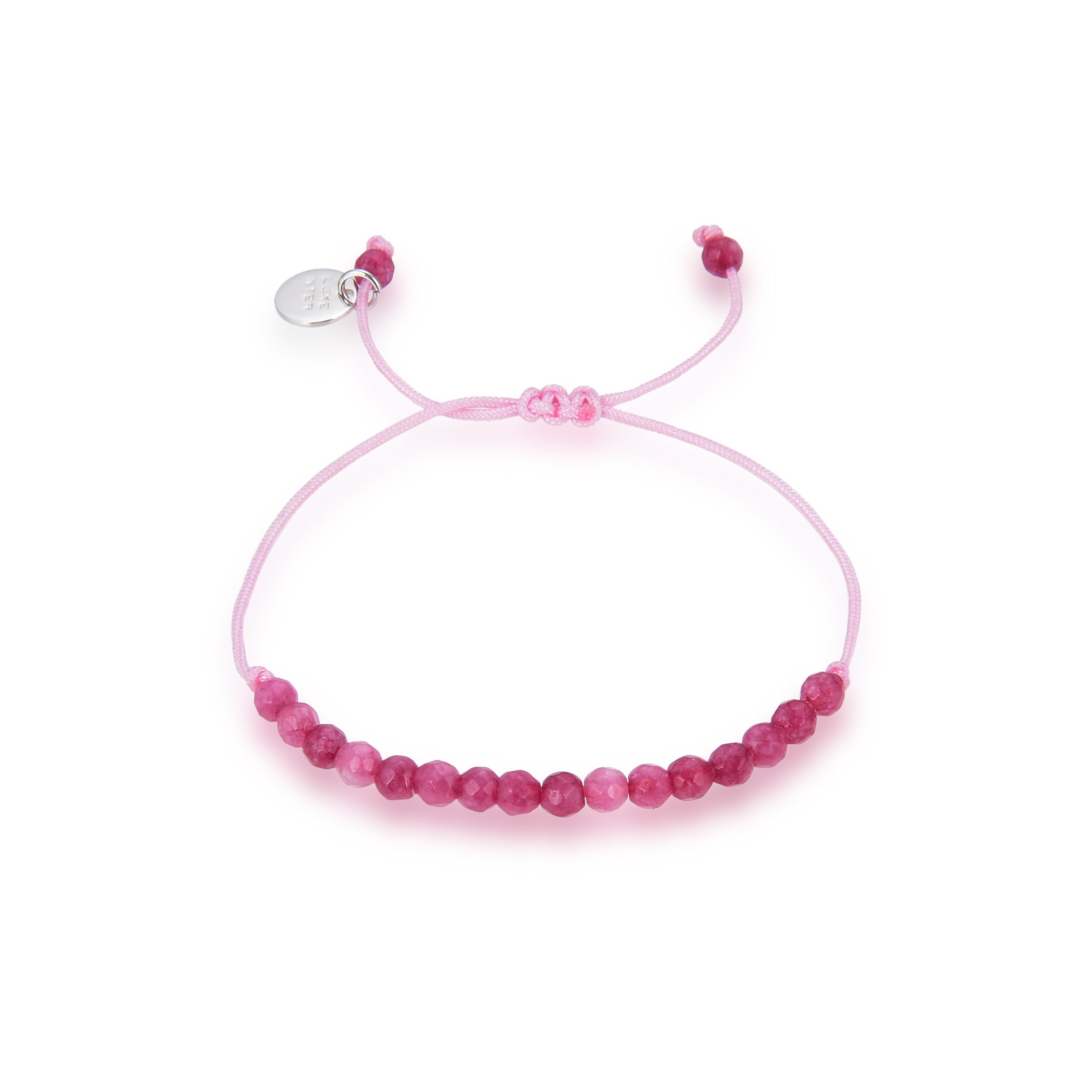 Pulsera de Plata de Ley 925 con Jade Fucsia acabada en rodio - Aquisa