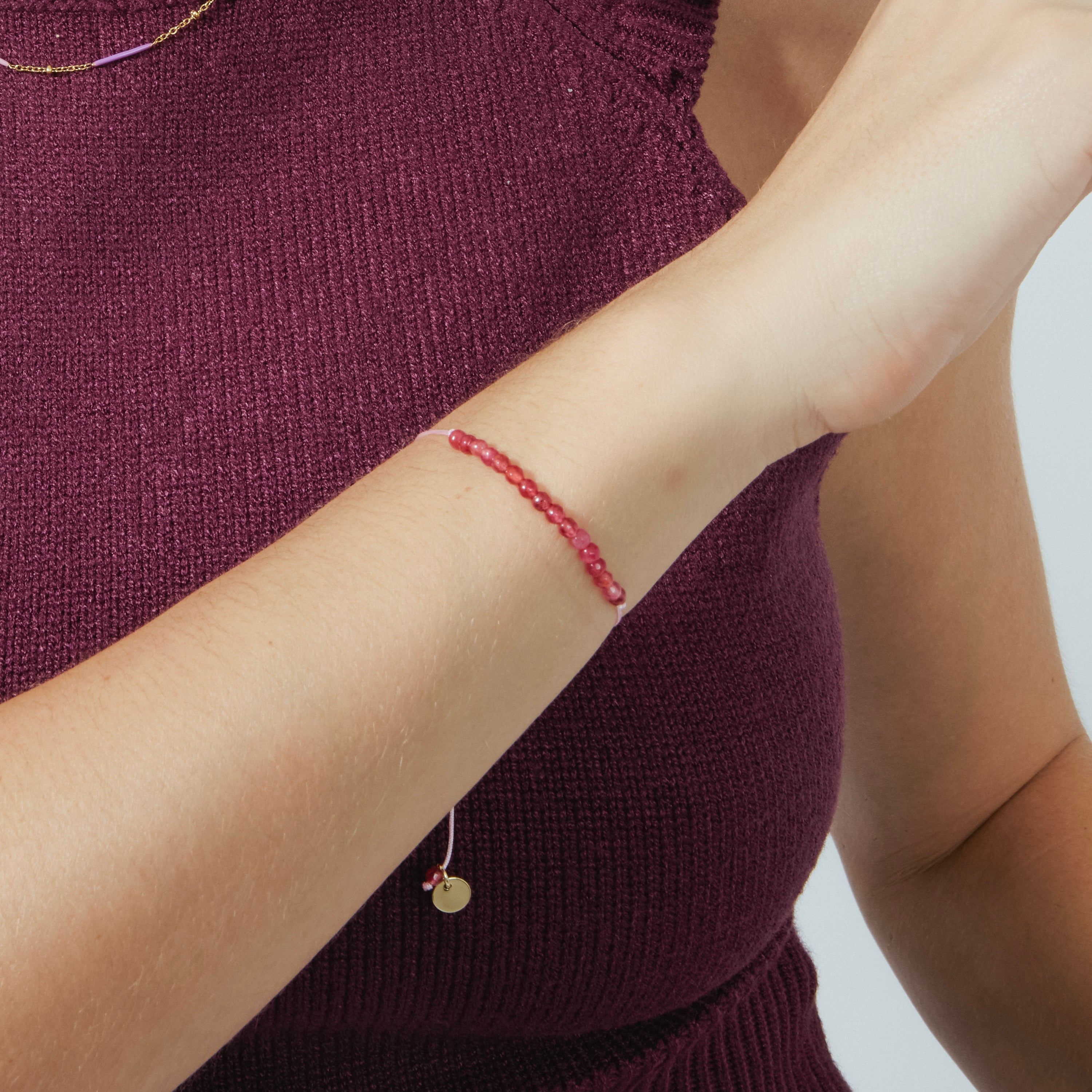 Pulsera de Plata de Ley 925 con Jade Fucsia acabada en rodio - Aquisa