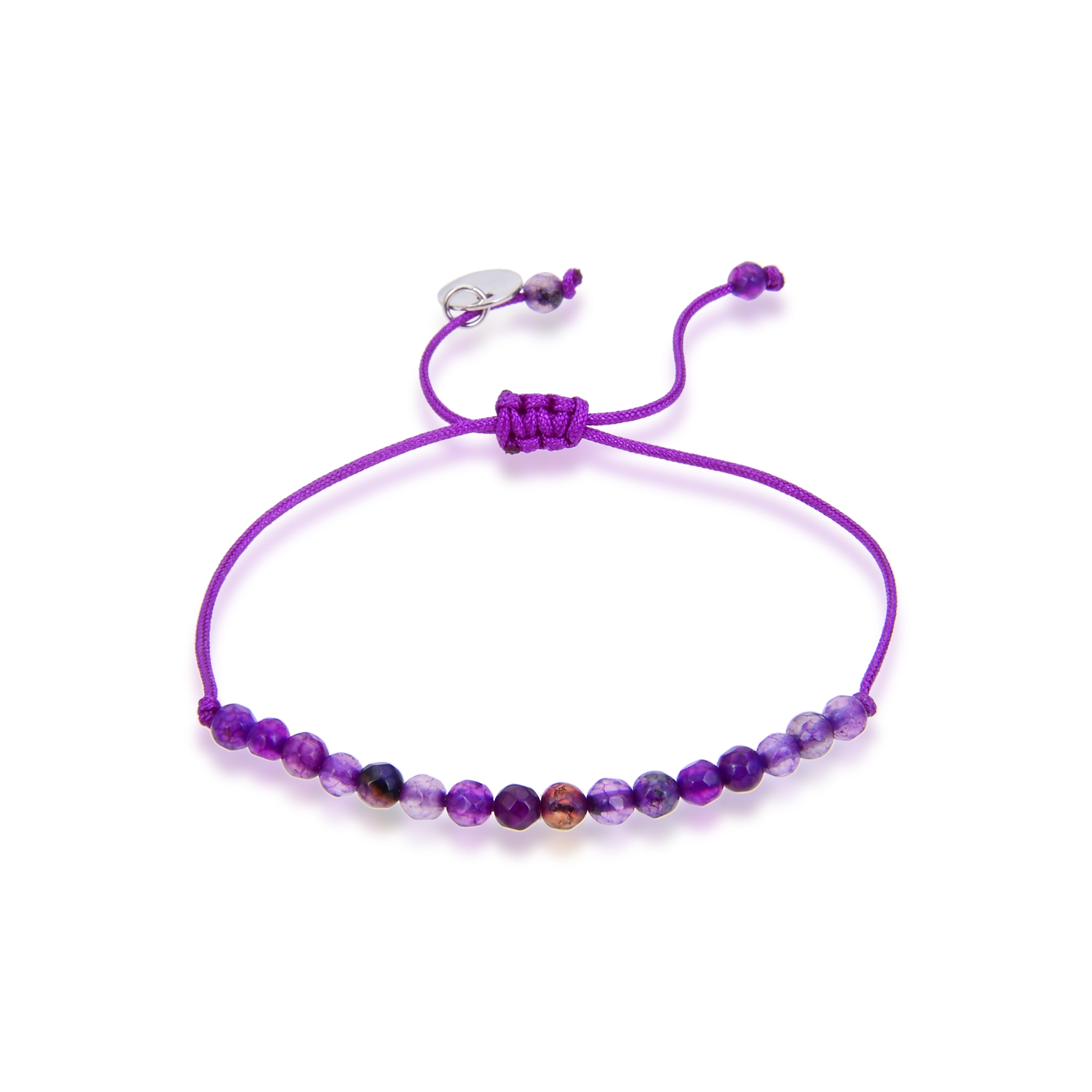 Bracelet en argent sterling 925 avec jade violet fini en rhodium - Aquisa